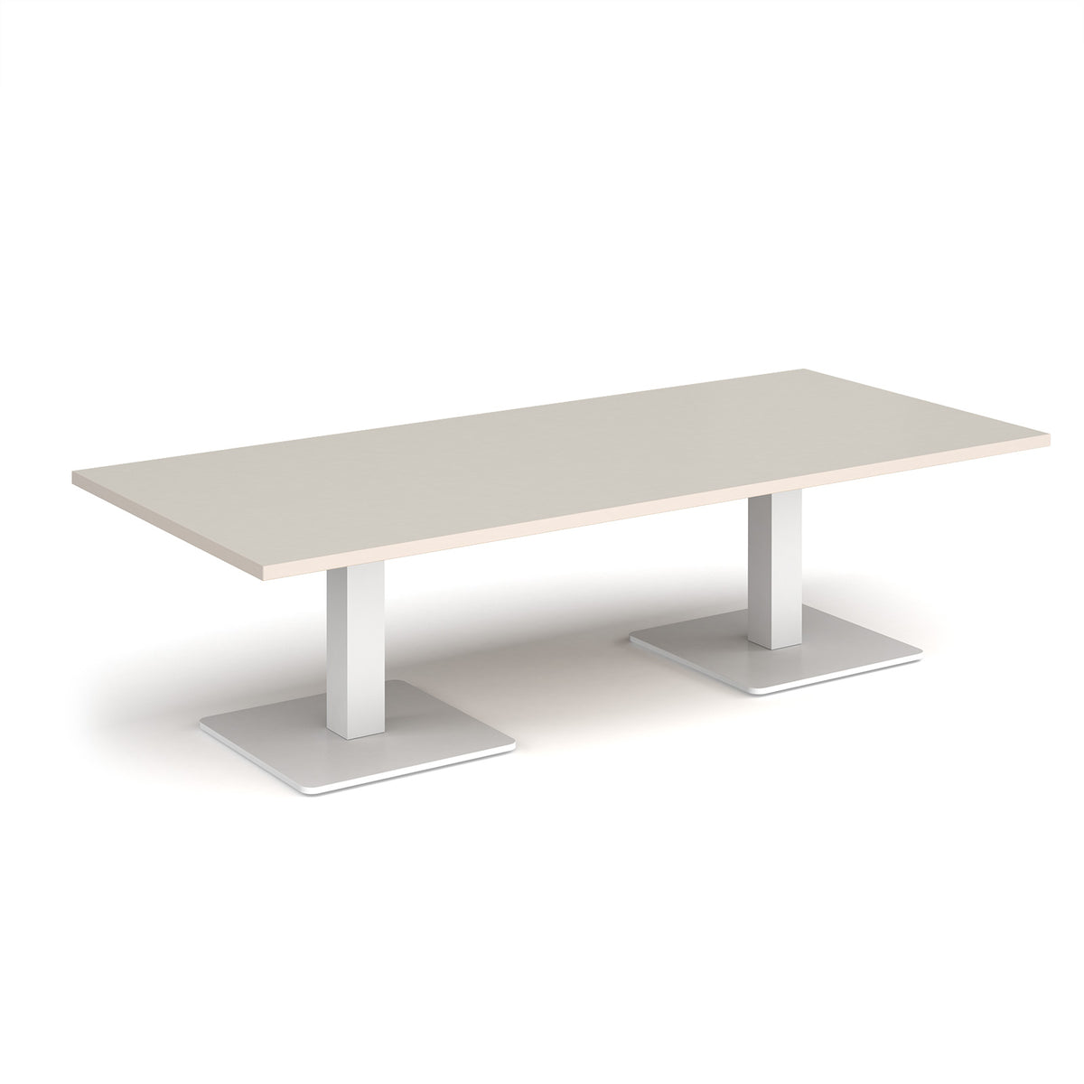Brescia rectangular coffee table with flat square white bases 1800mm x 800mm - Light Grey - view 1