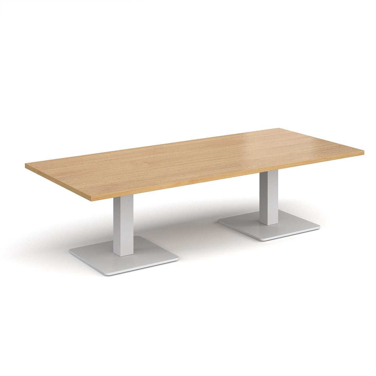 Brescia rectangular coffee table with flat square white bases 1800mm x 800mm - oak - view 1