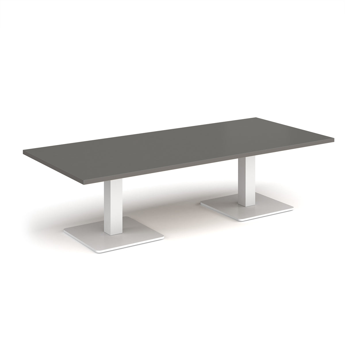 Brescia rectangular coffee table with flat square white bases 1800mm x 800mm - Onyx Grey - view 1