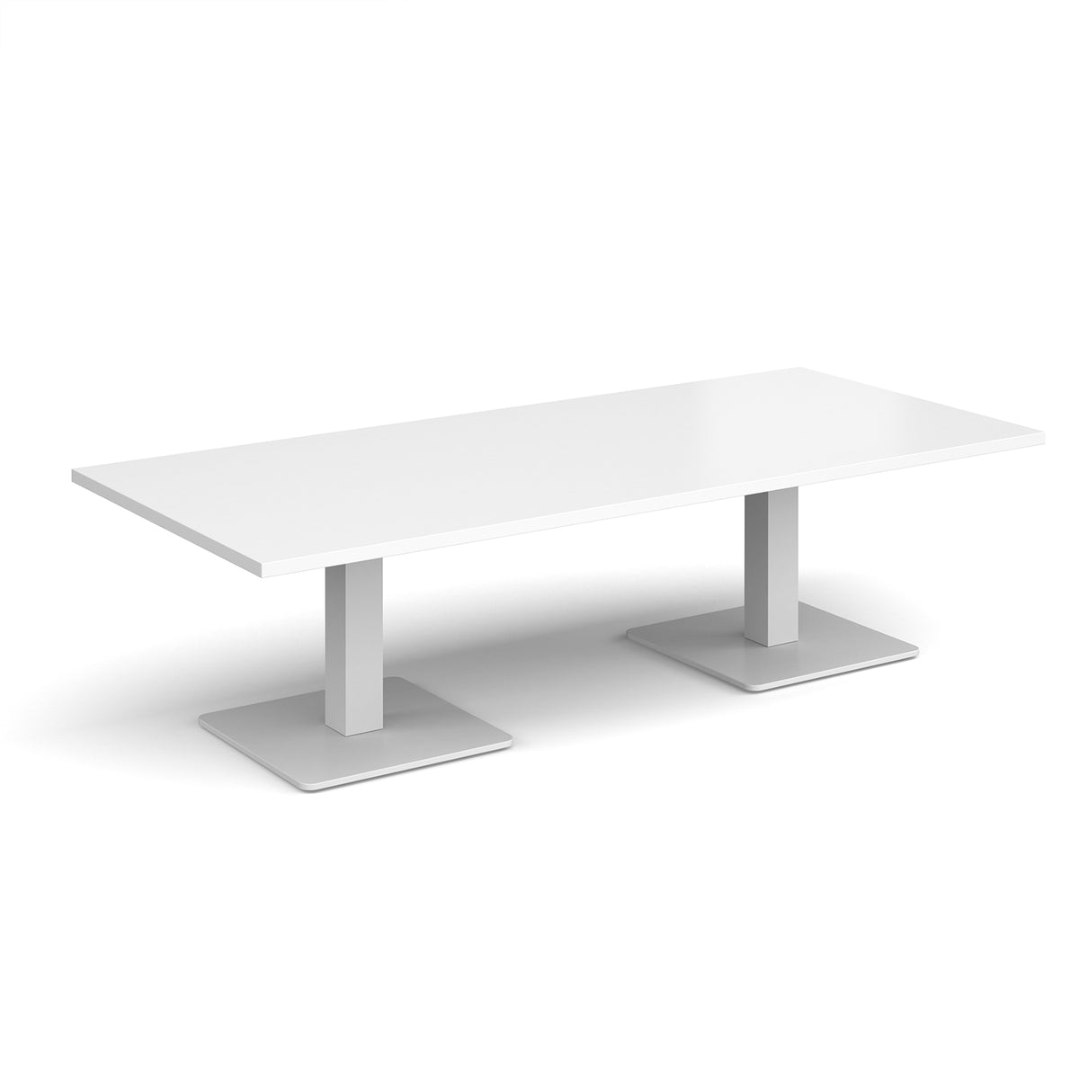 Brescia rectangular coffee table with flat square white bases 1800mm x 800mm - white - view 1