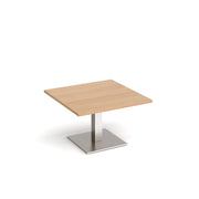 Brescia square coffee table with flat square brushed steel base 800mm - Beech - view 1