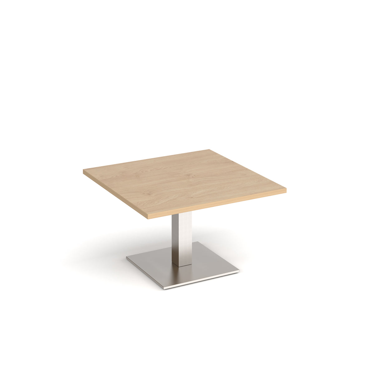 Brescia square coffee table with flat square brushed steel base 800mm - Kendal oak - view 1