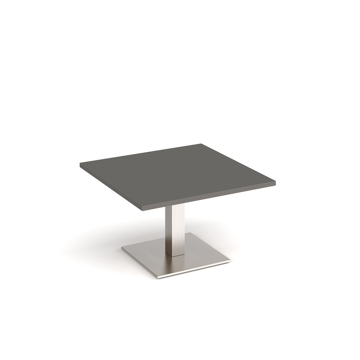 Brescia square coffee table with flat square brushed steel base 800mm - Onyx Grey - view 1