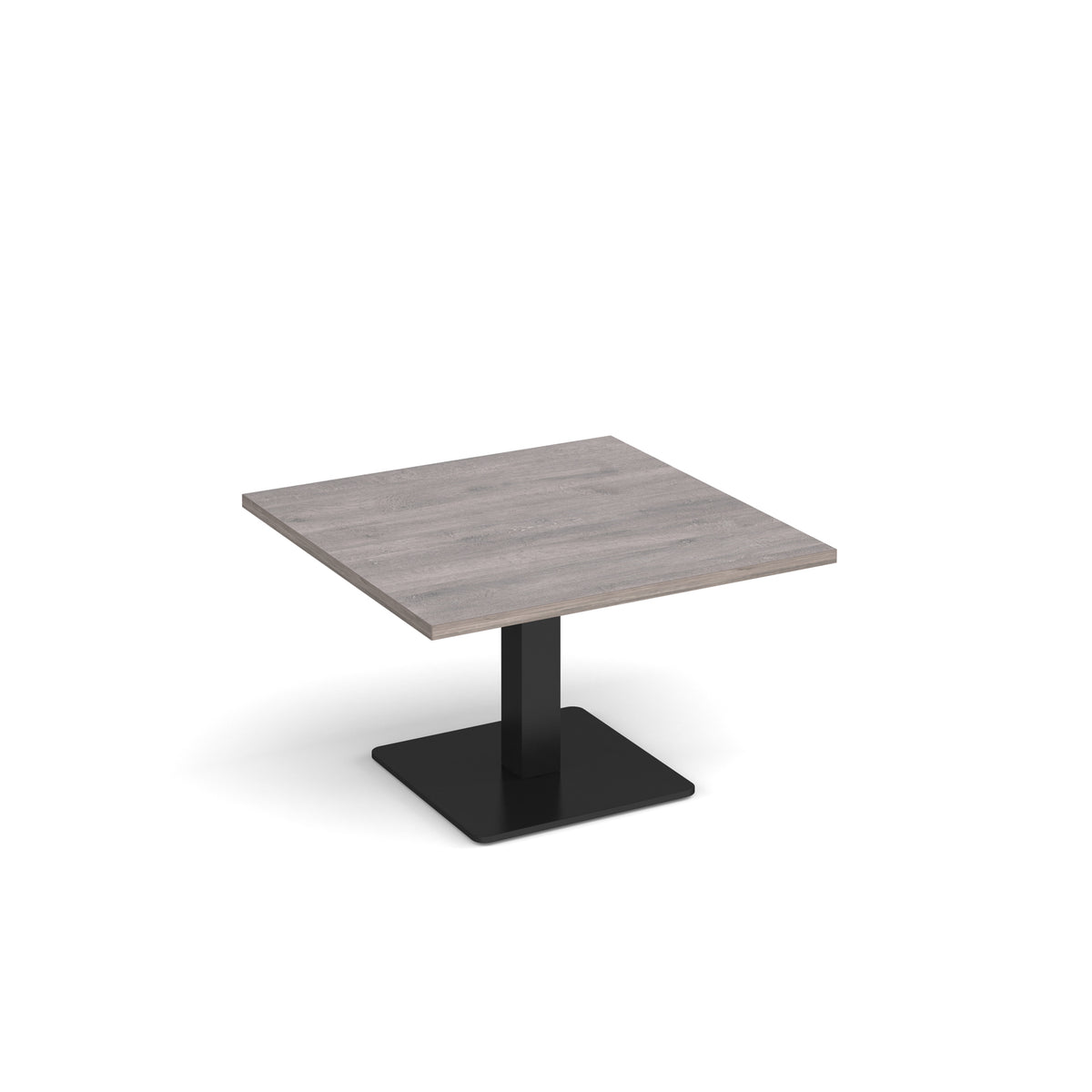 Brescia square coffee table with flat square black base 800mm - Grey Oak - view 1