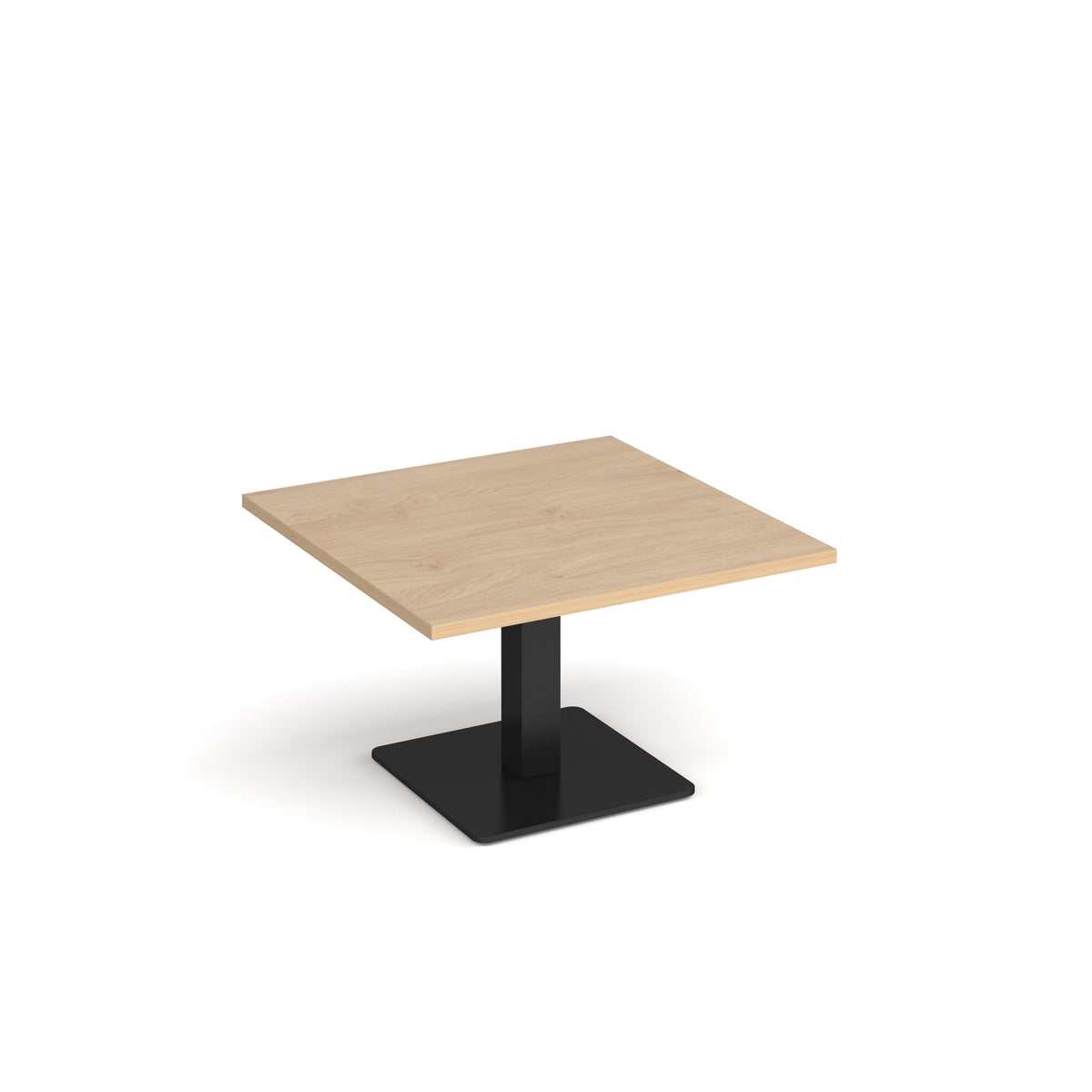 Brescia square coffee table with flat square black base 800mm - Kendal oak - view 1