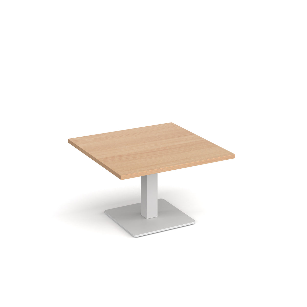 Brescia square coffee table with flat square white base 800mm - Beech - view 1