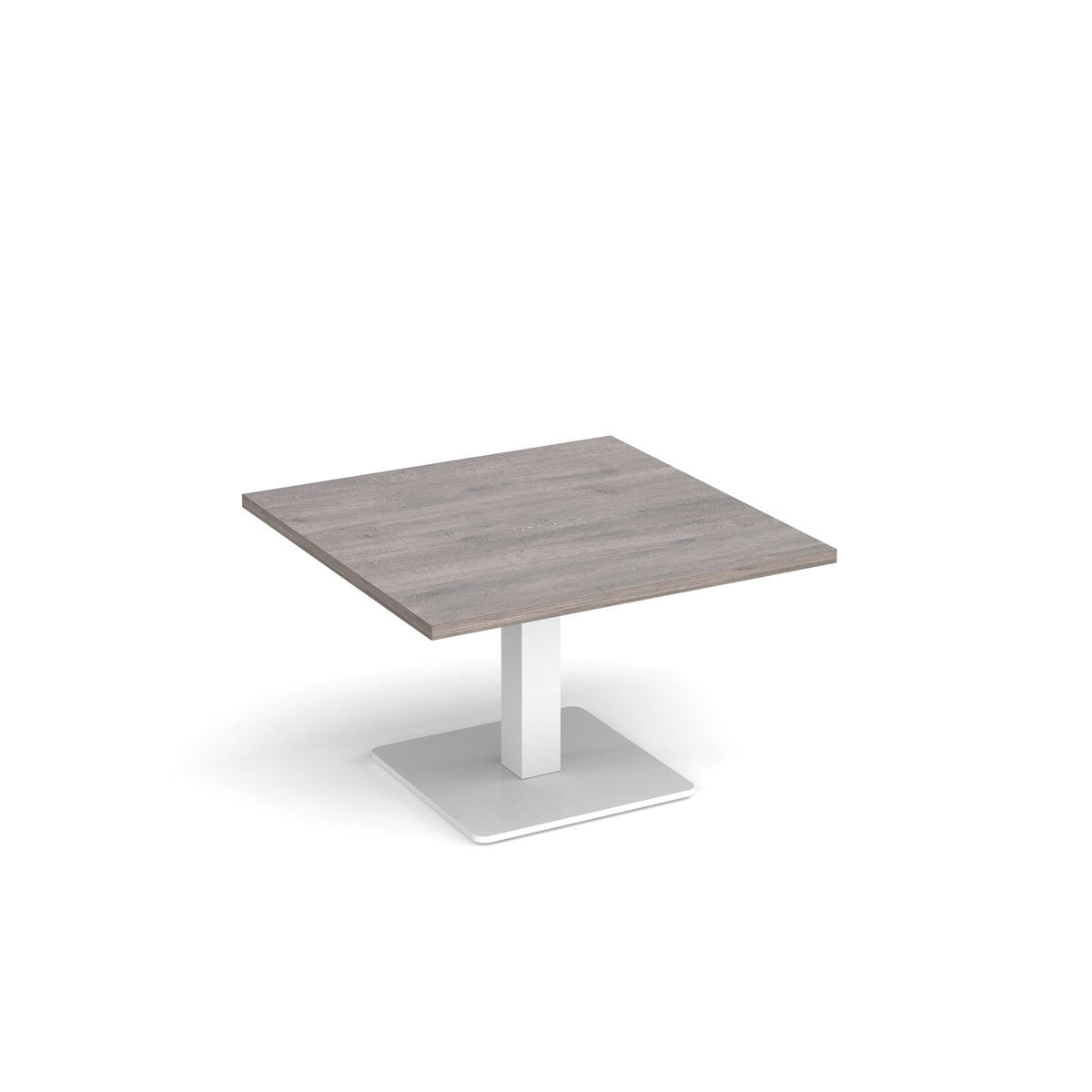 Brescia square coffee table with flat square white base 800mm - Grey Oak - view 1
