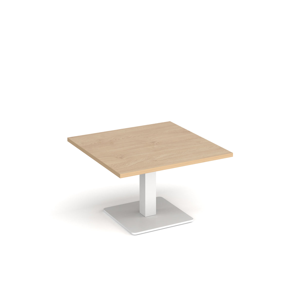Brescia square coffee table with flat square white base 800mm - Kendal oak - view 1