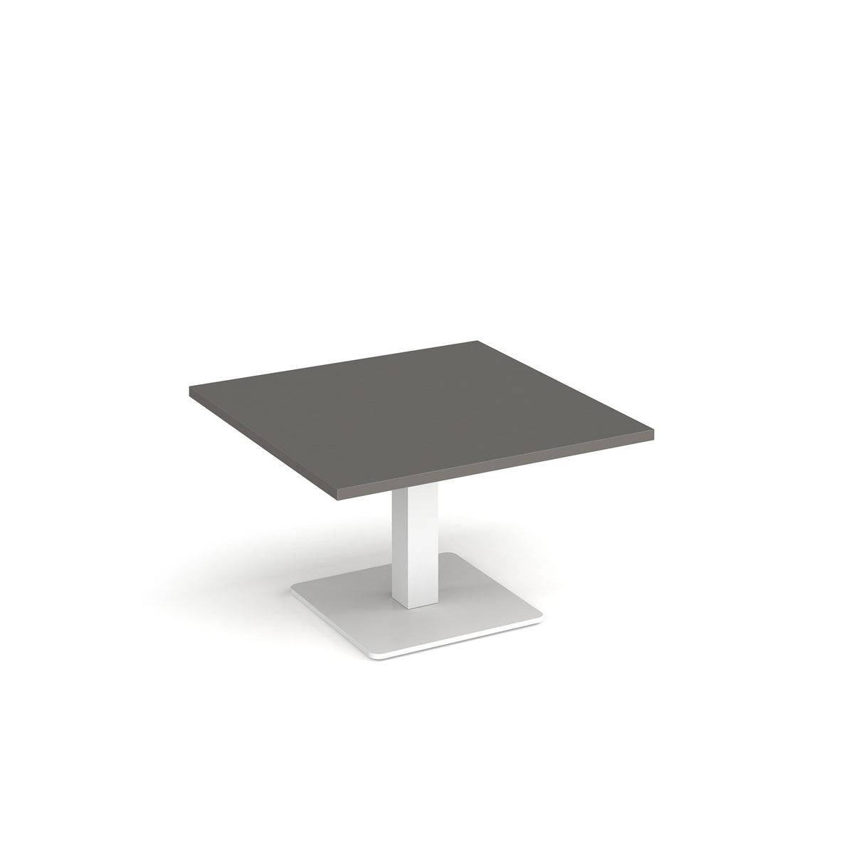 Brescia square coffee table with flat square white base 800mm - Onyx grey - view 1