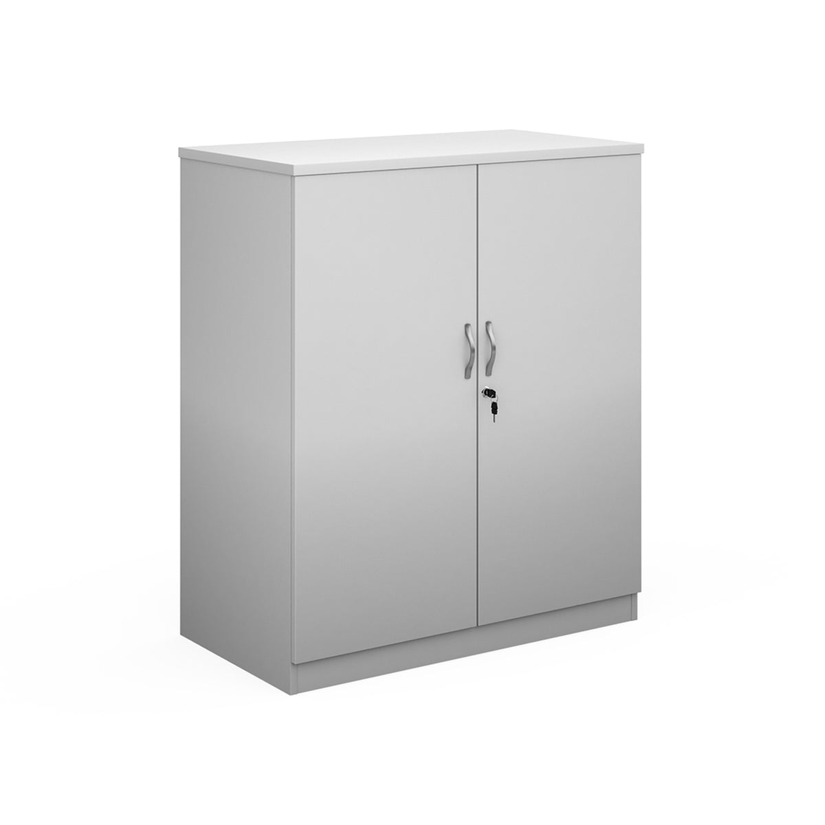 Deluxe double door cupboard 1200mm high with 2 shelves - white - view 1