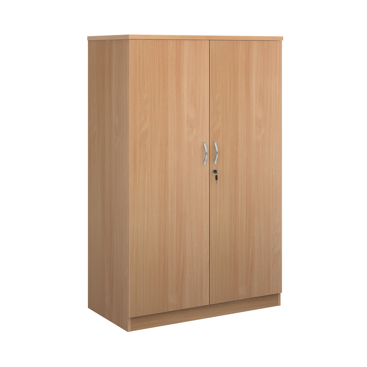 Deluxe double door cupboard 1600mm high with 3 shelves - Beech - view 1
