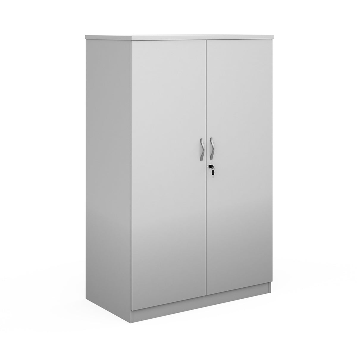 Deluxe double door cupboard 1600mm high with 3 shelves - white - view 1