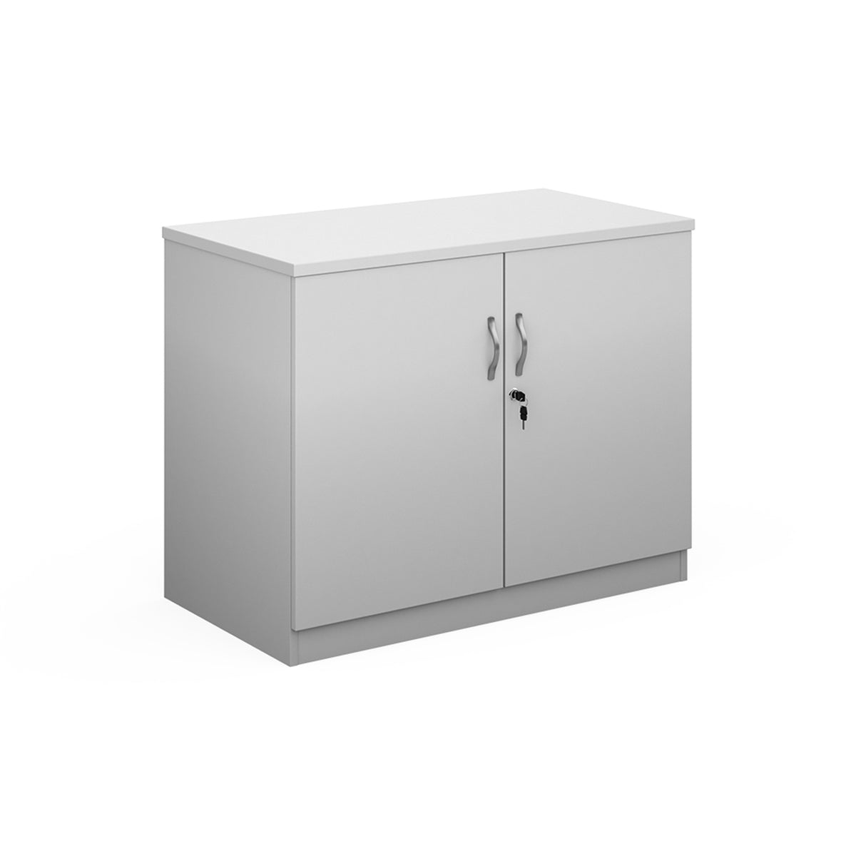 Deluxe double door cupboard 800mm high with 1 shelf - white - view 1