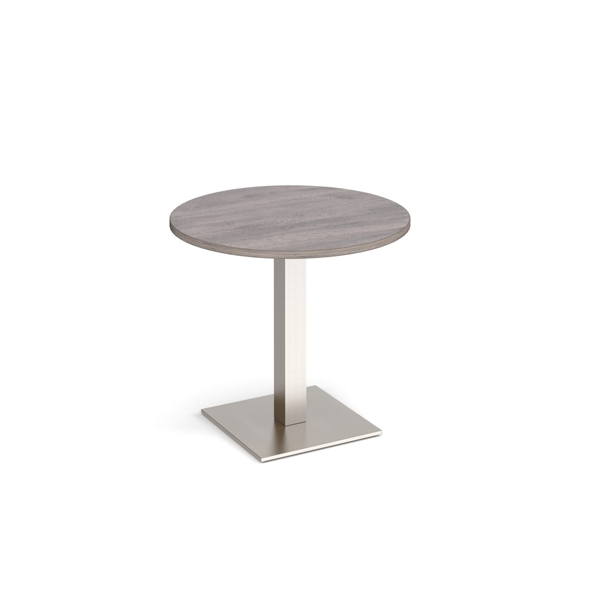 Brescia circular dining table with flat square brushed steel base 800mm - Grey Oak - view 1
