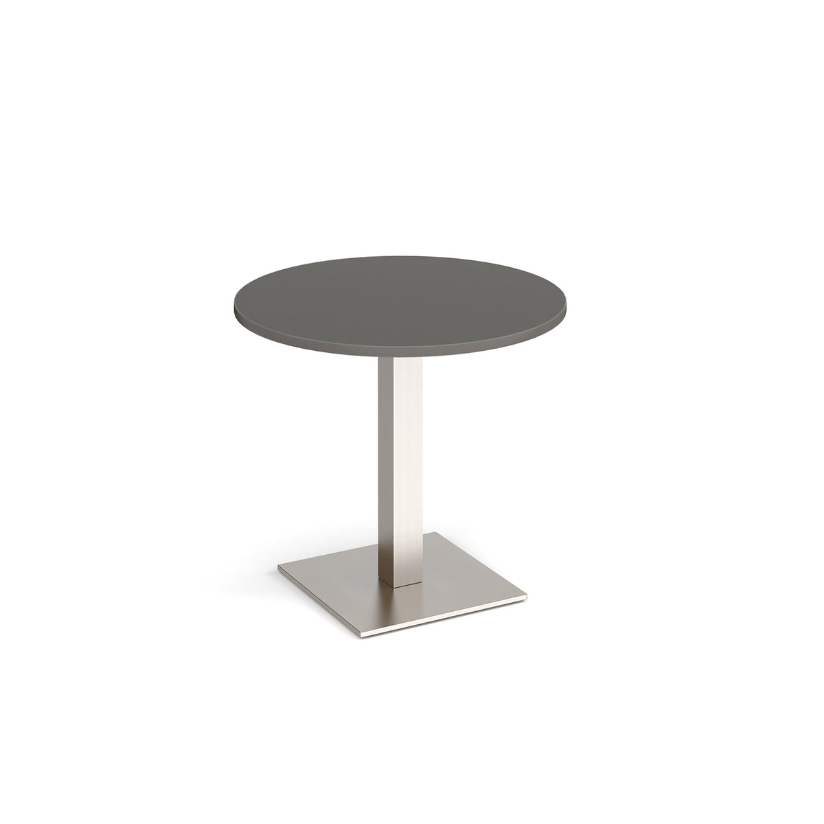 Brescia circular dining table with flat square brushed steel base 800mm -Onyx Grey - view 1