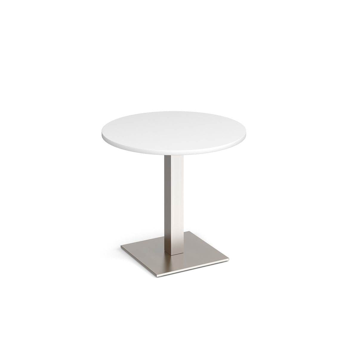 Brescia circular dining table with flat square brushed steel base 800mm - white - view 1