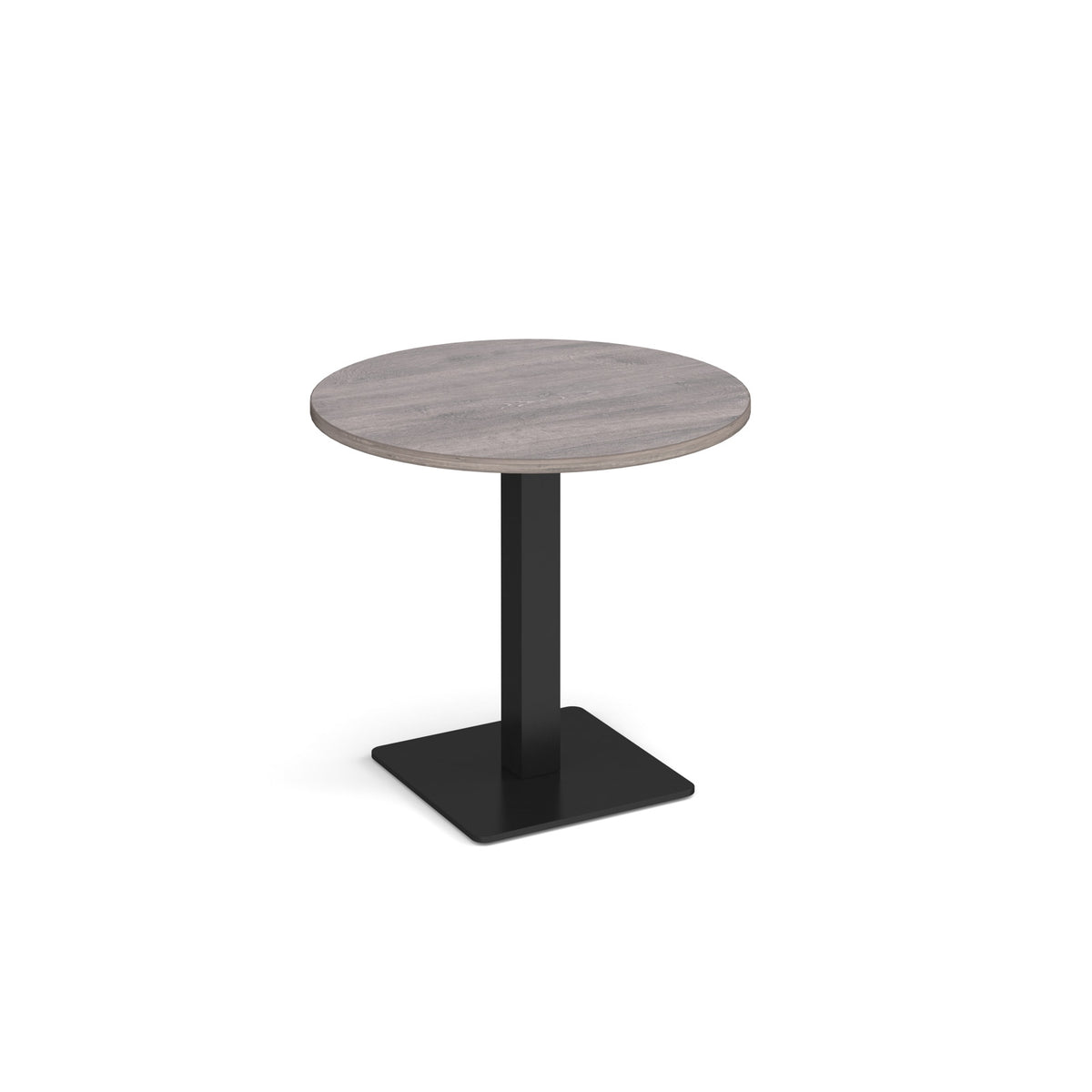 Brescia circular dining table with flat square black base 800mm - Grey Oak - view 1