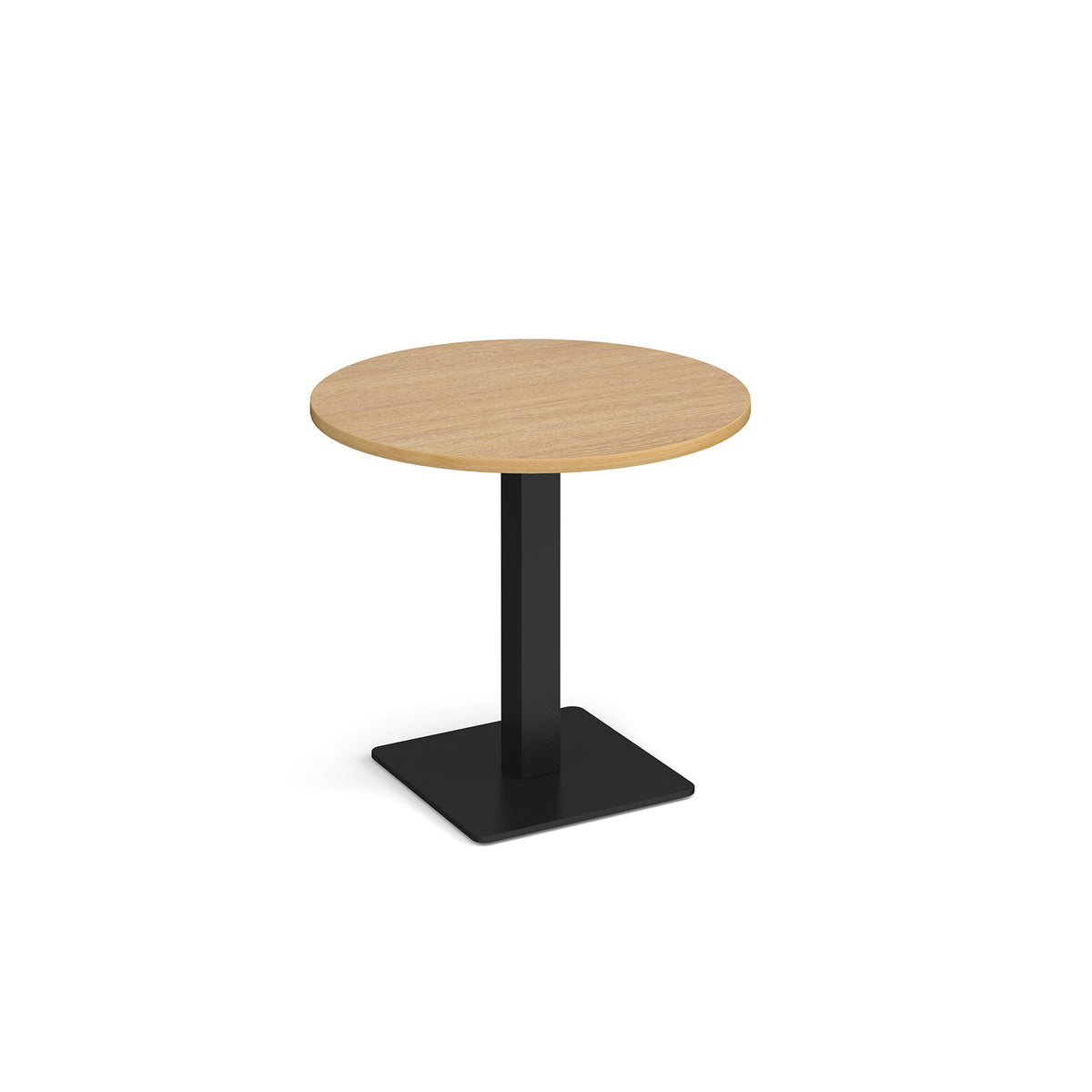 Brescia circular dining table with flat square black base 800mm - oak - view 1