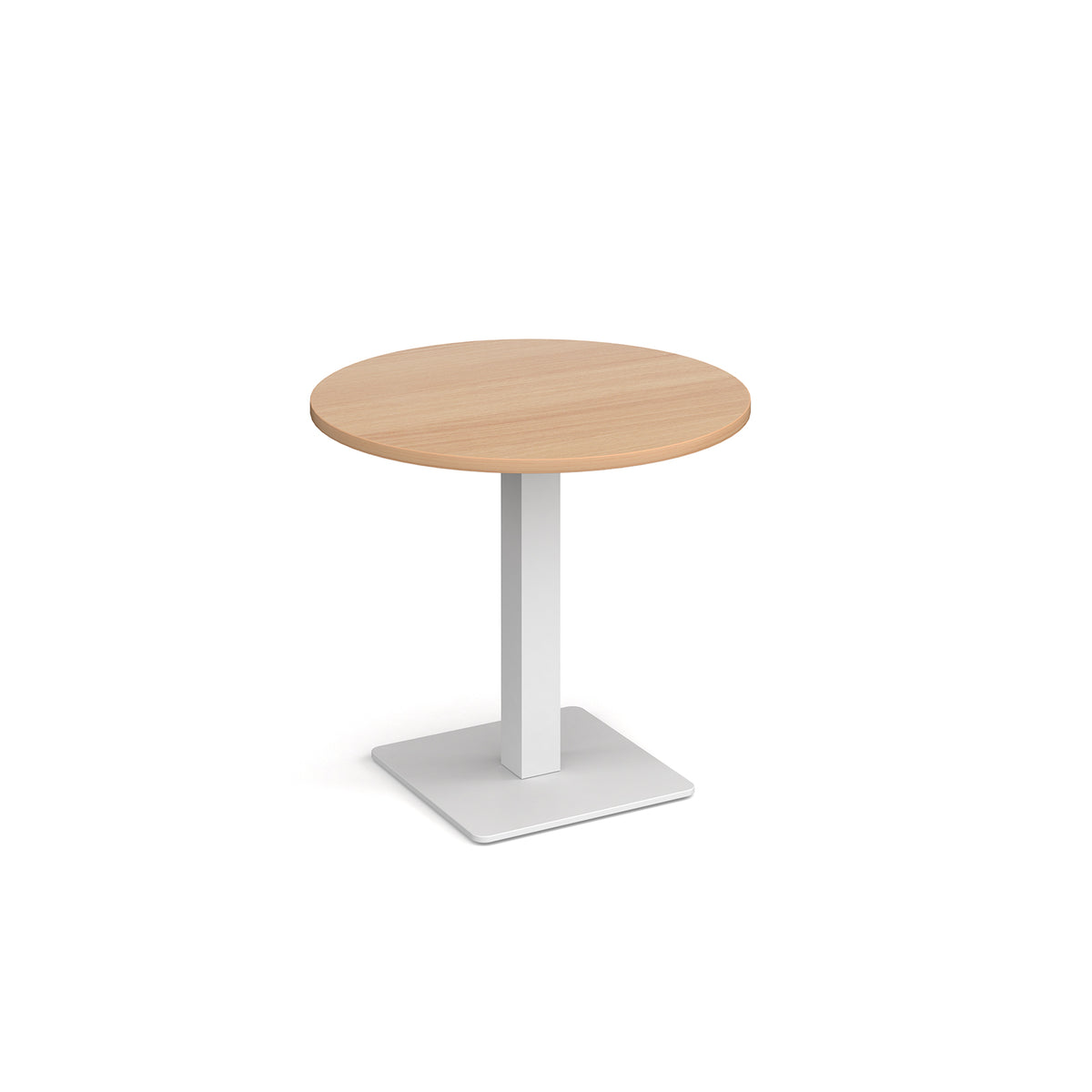 Brescia circular dining table with flat square white base 800mm - Beech - view 1