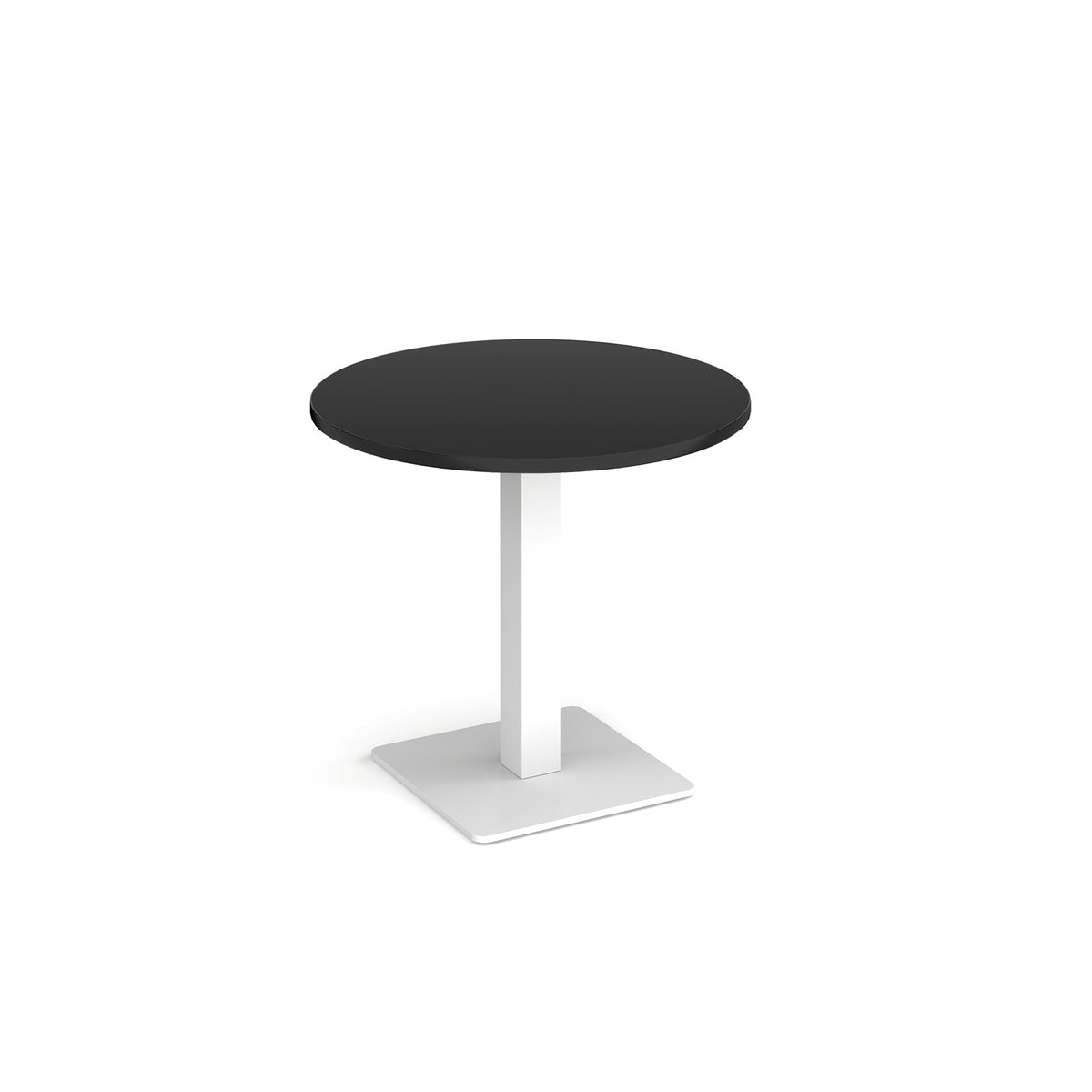 Brescia circular dining table with flat square white base 800mm - Black - view 1