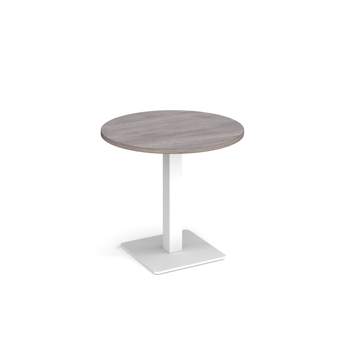 Brescia circular dining table with flat square white base 800mm - Grey Oak - view 1
