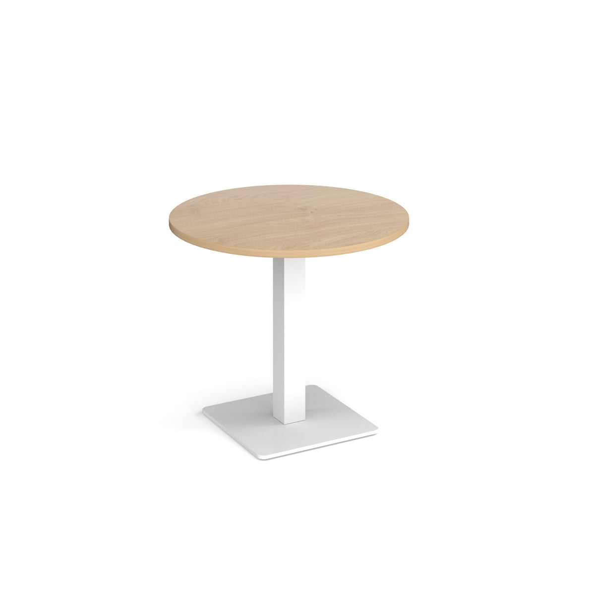 Brescia circular dining table with flat square white base 800mm - Kendal oak - view 1