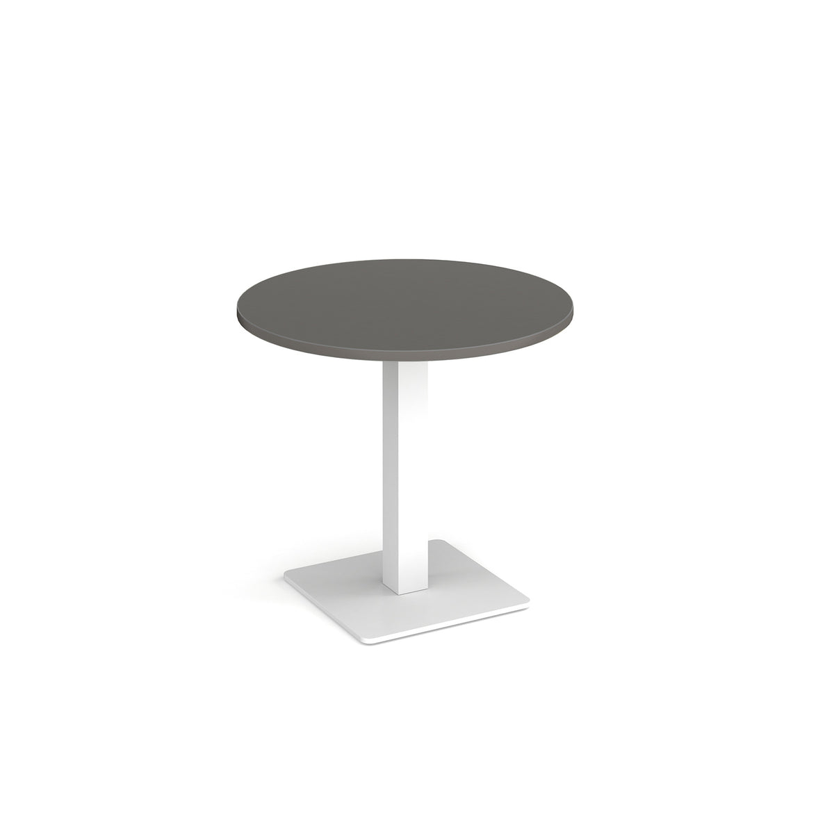Brescia circular dining table with flat square white base 800mm - Onyx Grey - view 1
