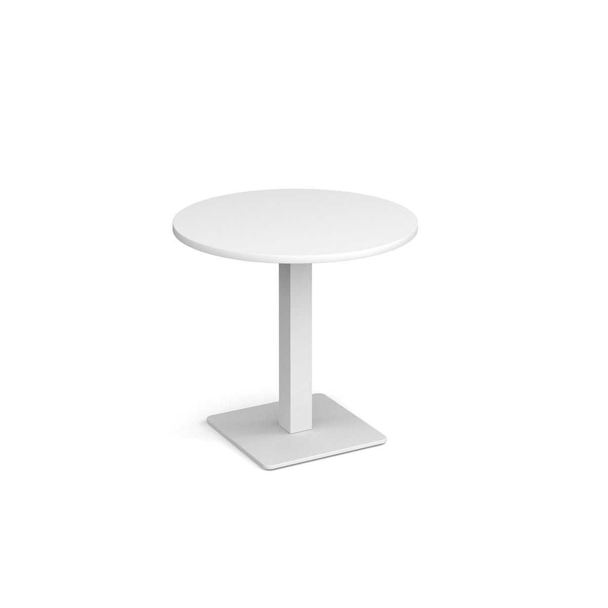 Brescia circular dining table with flat square white base 800mm - white - view 1
