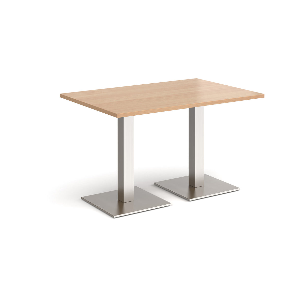 Brescia rectangular dining table with flat square brushed steel bases 1200mm x 800mm - Beech - view 1