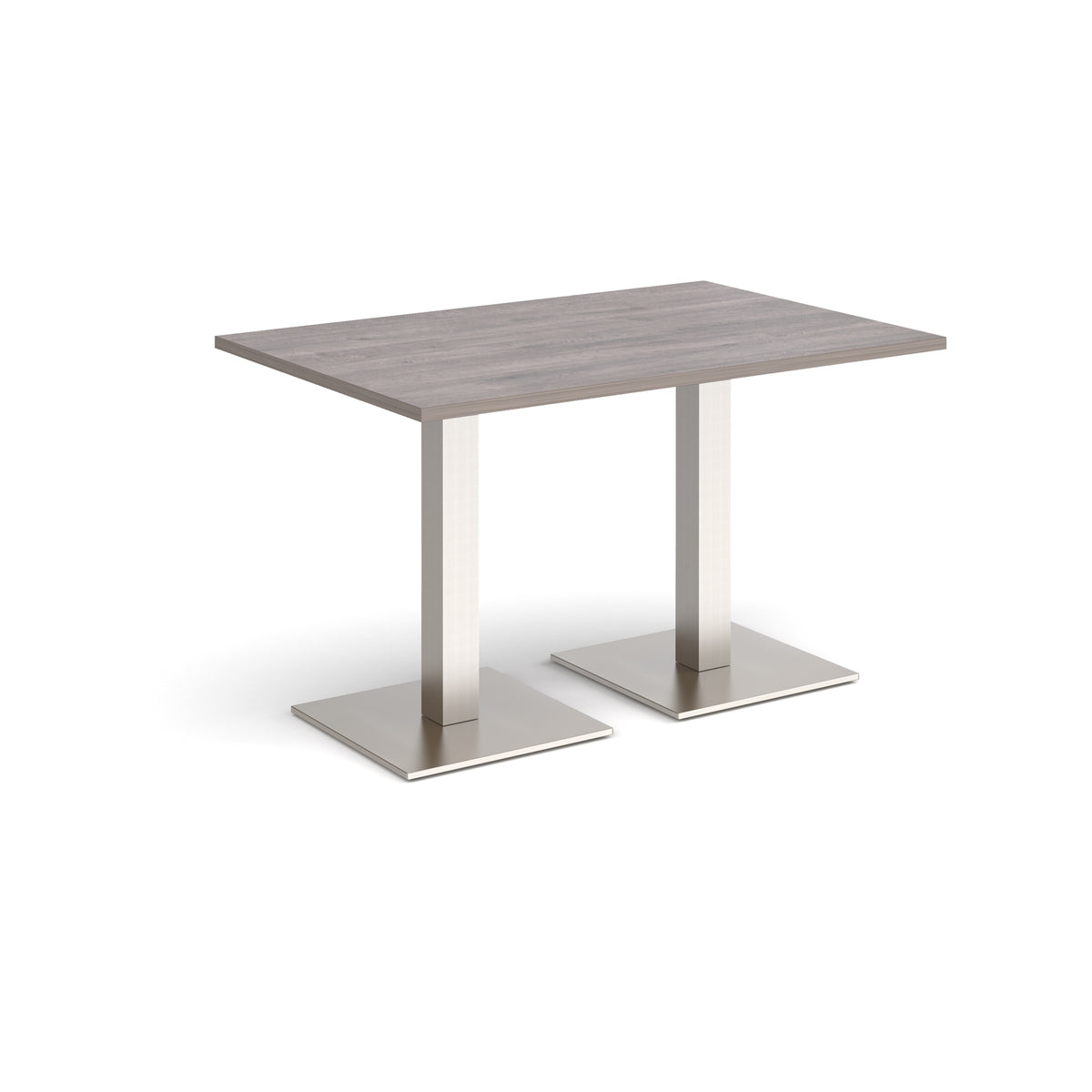 Brescia rectangular dining table with flat square brushed steel bases 1200mm x 800mm - Grey Oak - view 1