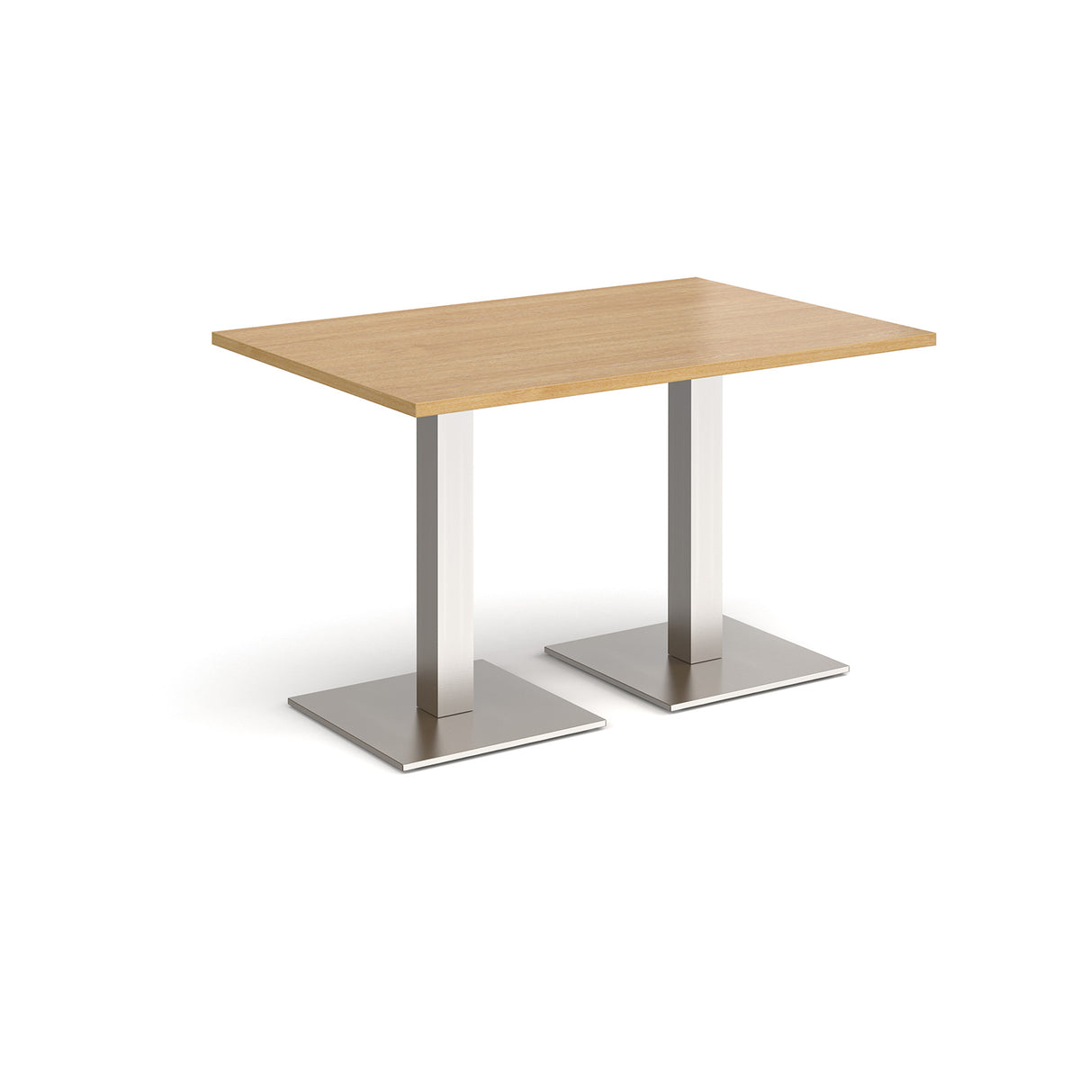 Brescia rectangular dining table with flat square brushed steel bases 1200mm x 800mm - oak - view 1