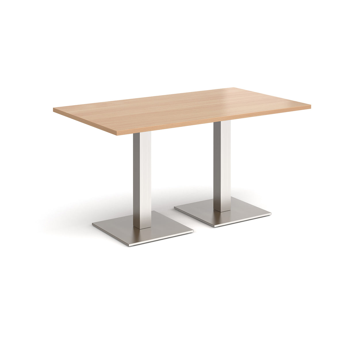 Brescia rectangular dining table with flat square brushed steel bases 1400mm x 800mm - Beech - view 1