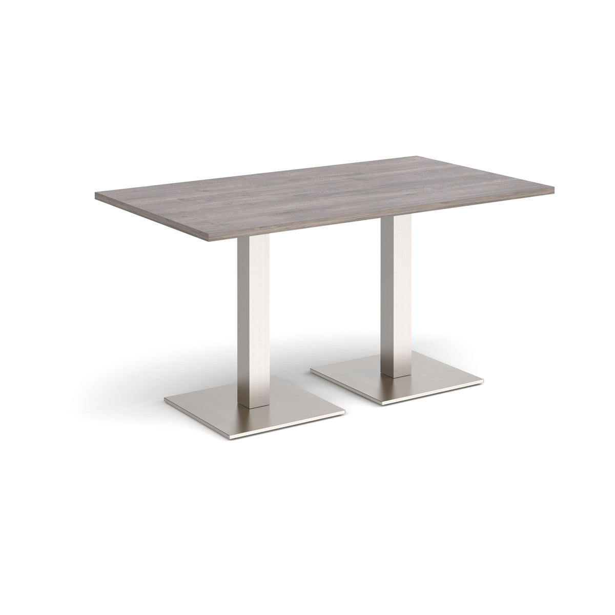 Brescia rectangular dining table with flat square brushed steel bases 1400mm x 800mm - Grey Oak - view 1