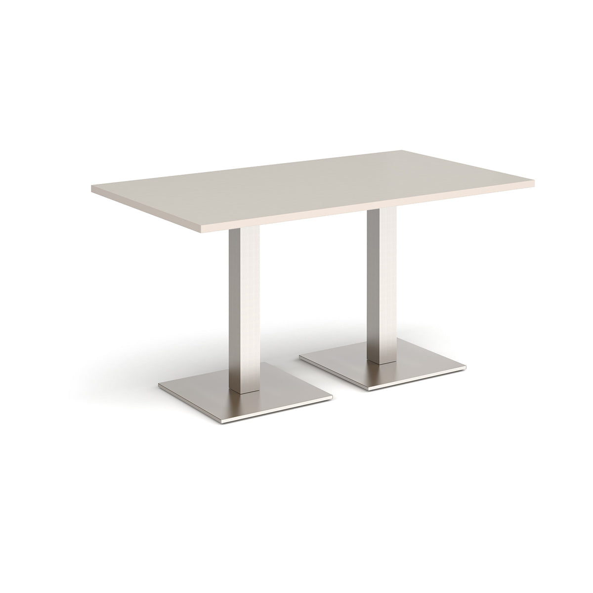 Brescia rectangular dining table with flat square brushed steel bases 1400mm x 800mm - Light Grey - view 1
