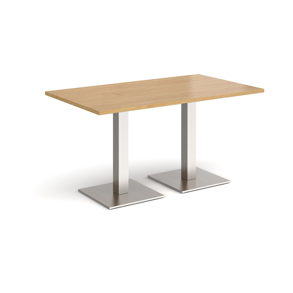 Brescia rectangular dining table with flat square brushed steel bases 1400mm x 800mm - oak - view 1