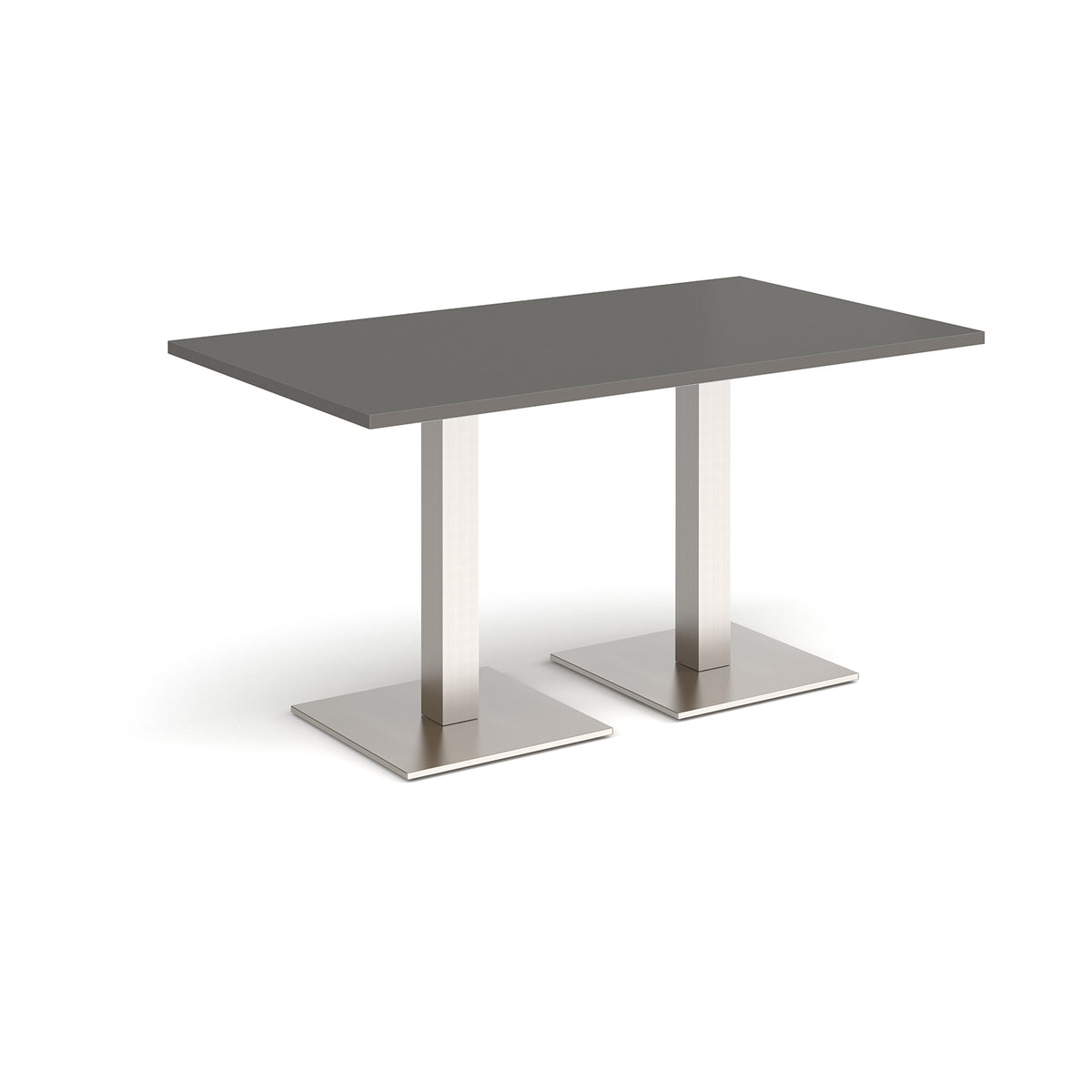 Brescia rectangular dining table with flat square brushed steel bases 1400mm x 800mm - Onyx Grey - view 1