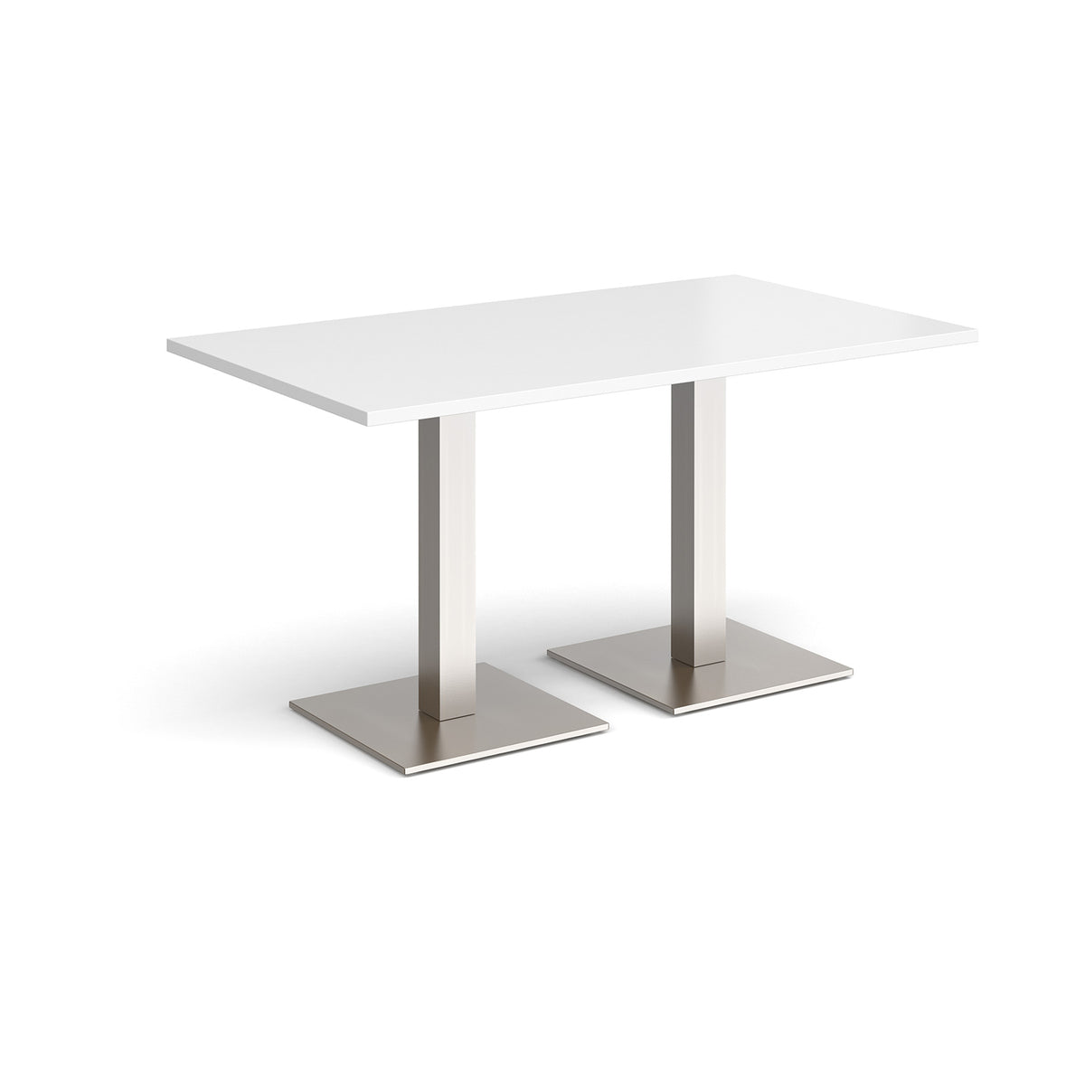 Brescia rectangular dining table with flat square brushed steel bases 1400mm x 800mm - white - view 1