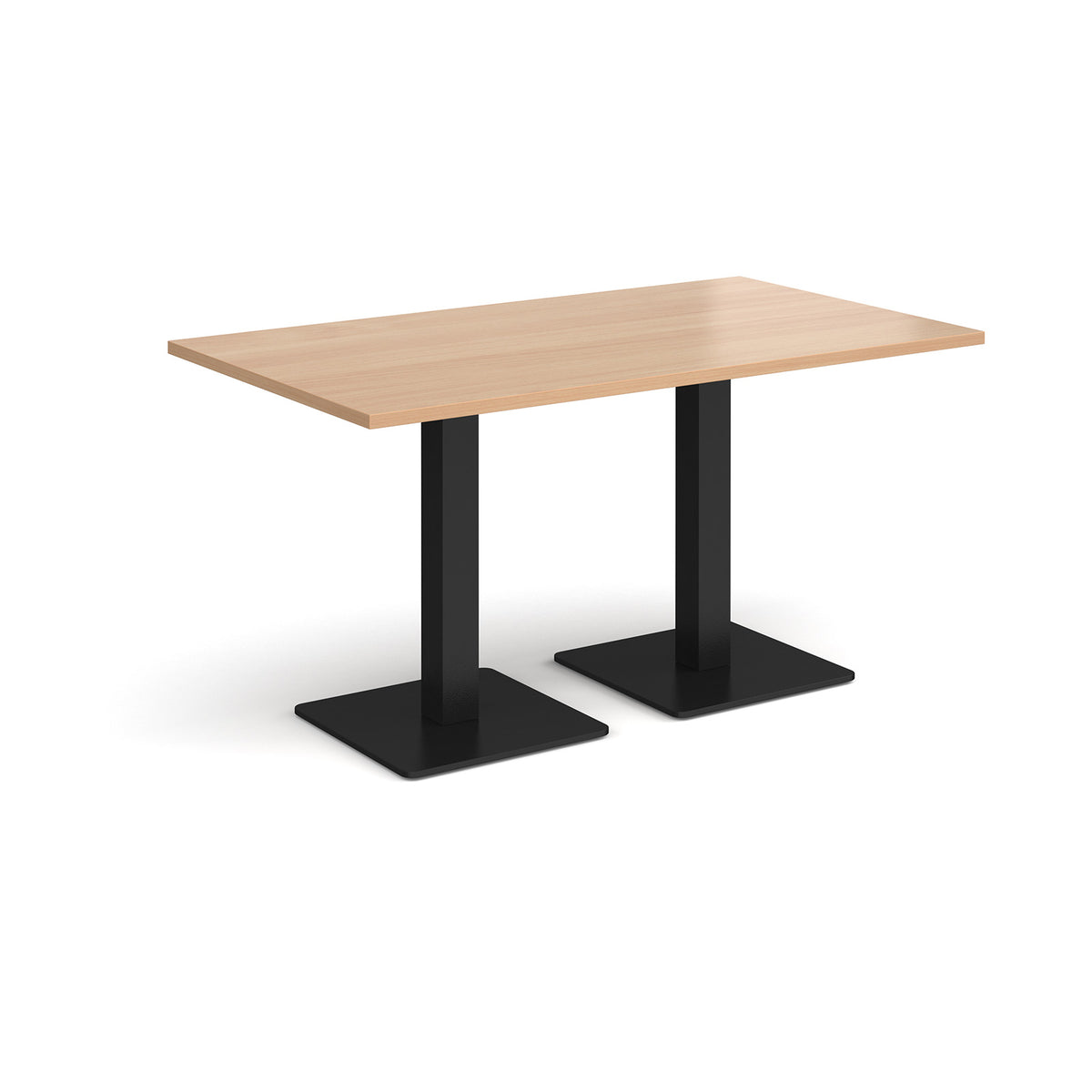 Brescia rectangular dining table with flat square black bases 1400mm x 800mm - Beech - view 1