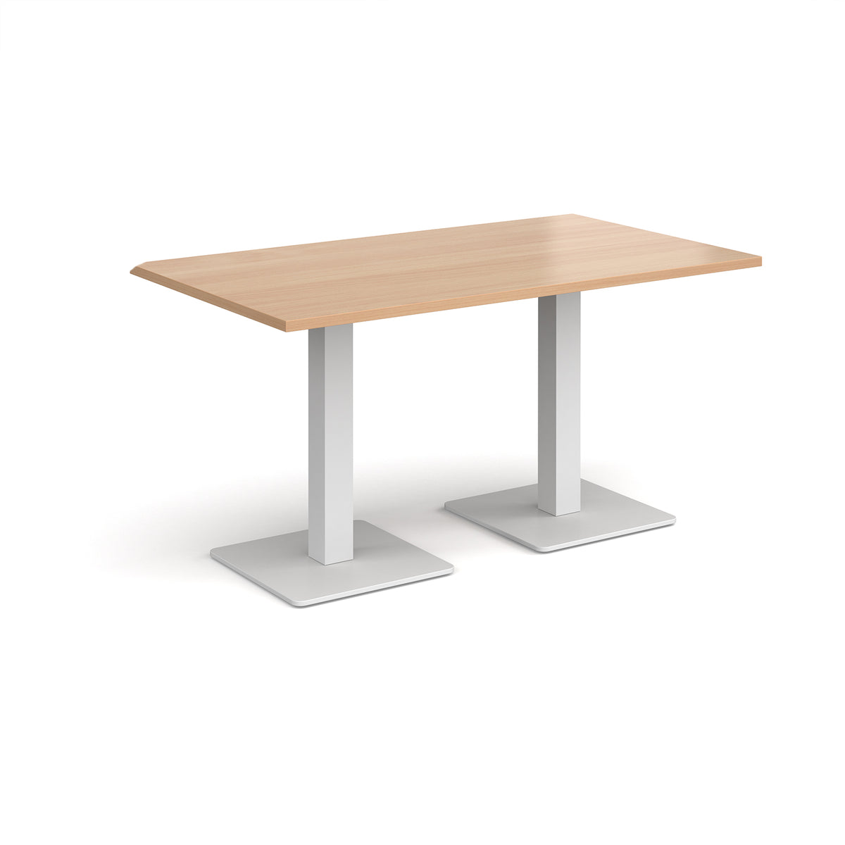 Brescia rectangular dining table with flat square white bases 1400mm x 800mm - Beech - view 1