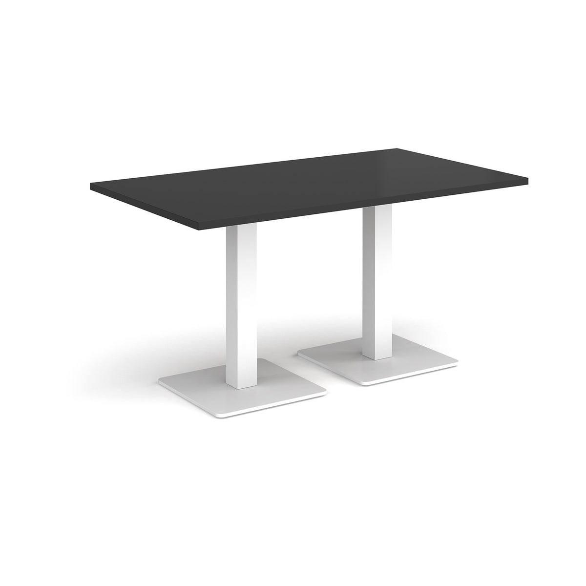 Brescia rectangular dining table with flat square white bases 1400mm x 800mm - Black - view 1