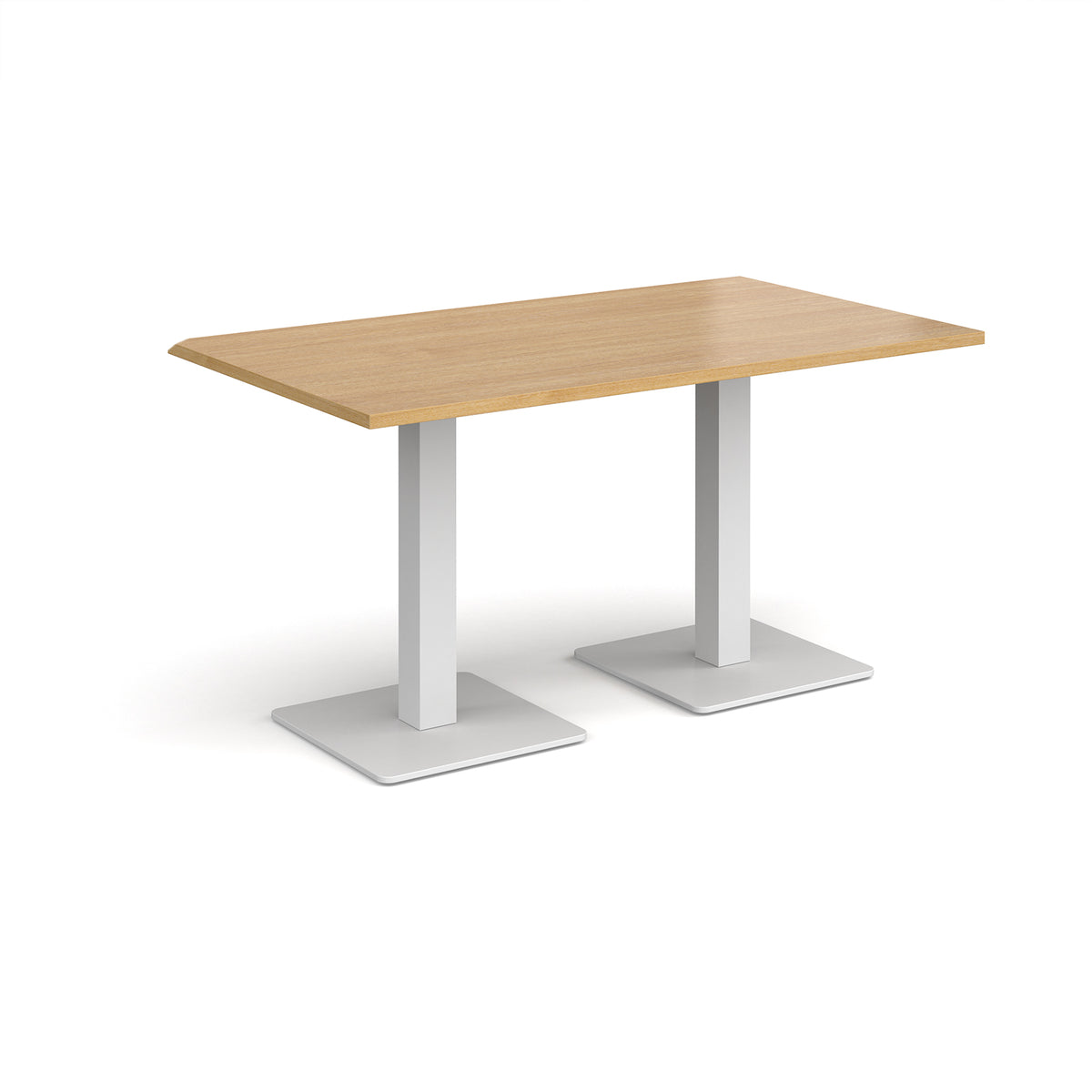 Brescia rectangular dining table with flat square white bases 1400mm x 800mm - oak - view 1