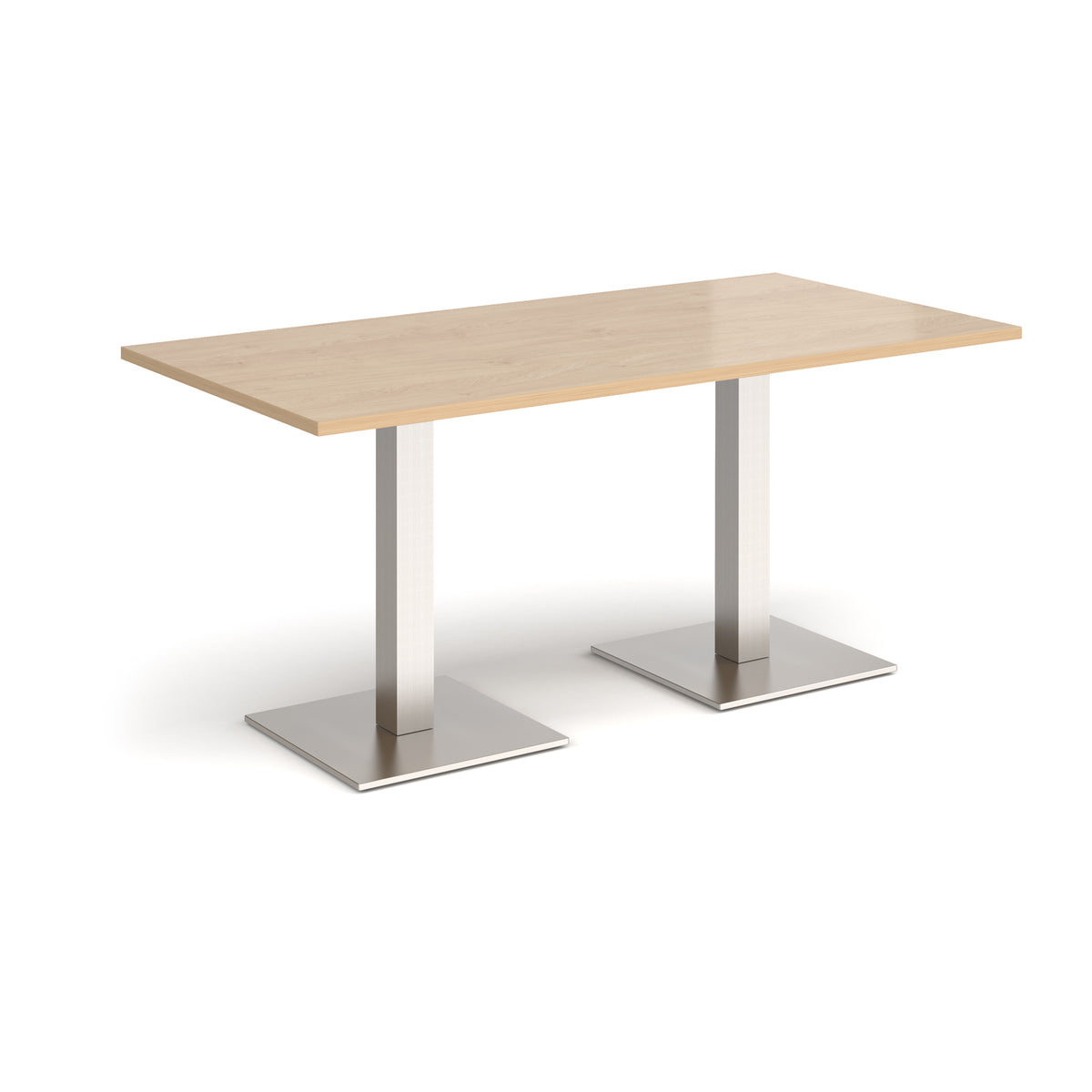Brescia rectangular dining table with flat square brushed steel bases 1600mm x 800mm - Kendal oak - view 1