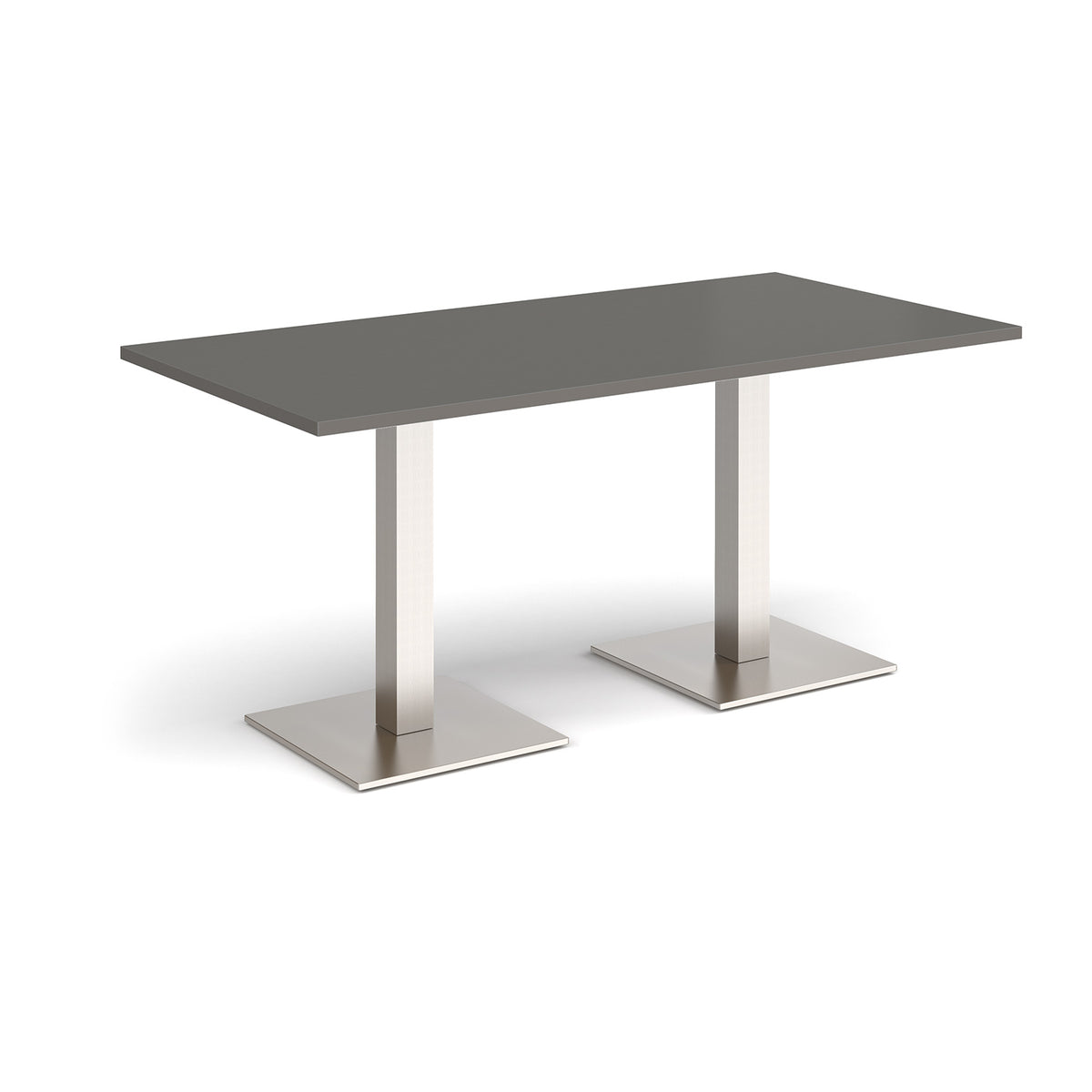 Brescia rectangular dining table with flat square brushed steel bases 1600mm x 800mm - Onyx Grey - view 1