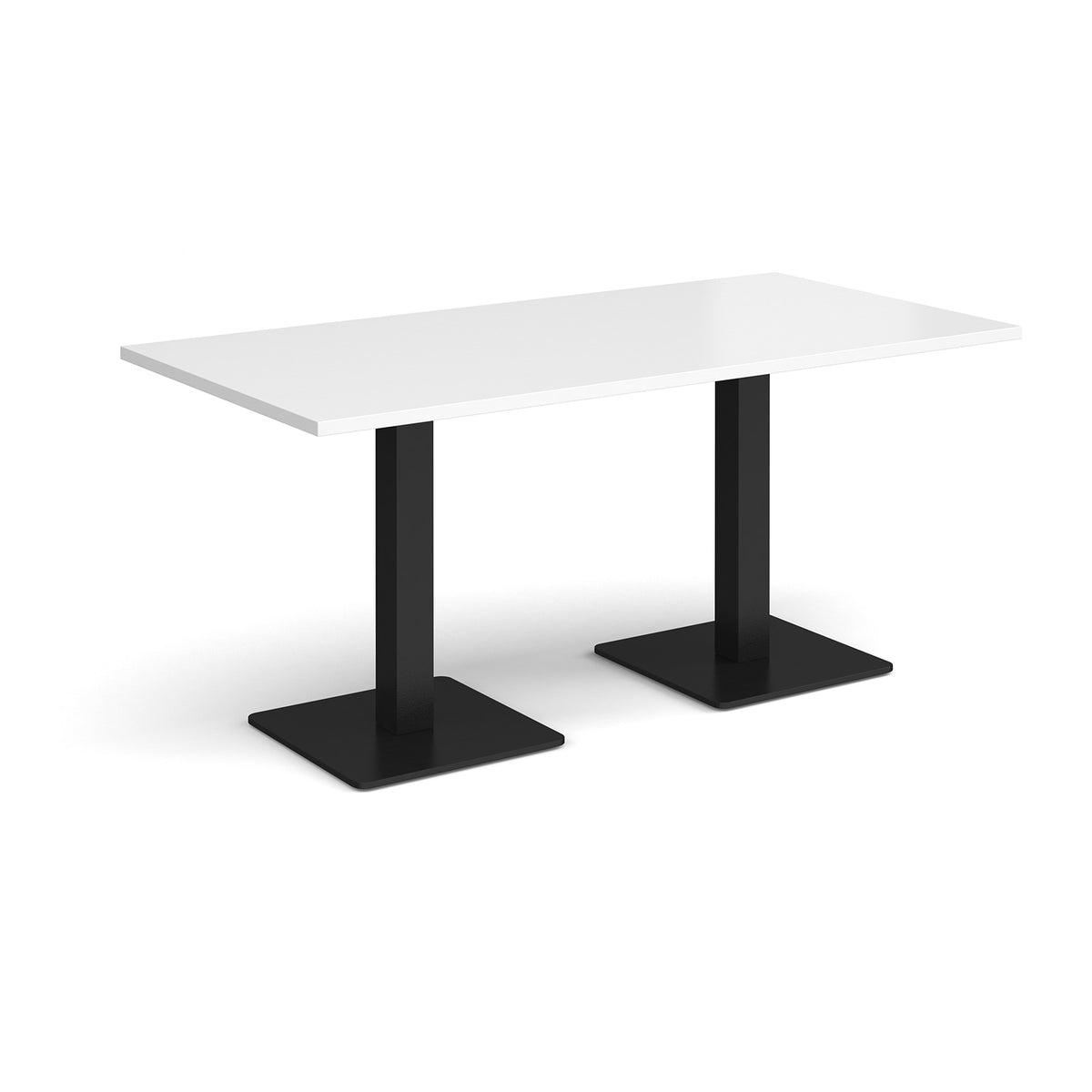 Brescia rectangular dining table with flat square black bases 1600mm x 800mm - white - view 1
