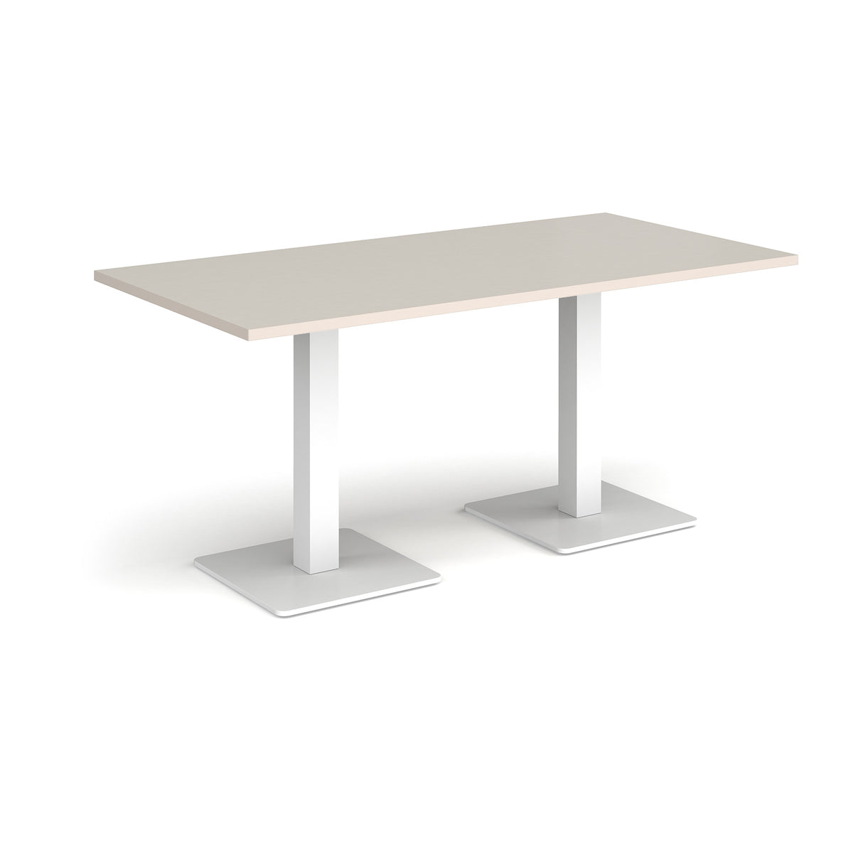 Brescia rectangular dining table with flat square white bases 1600mm x 800mm - Light Grey - view 1