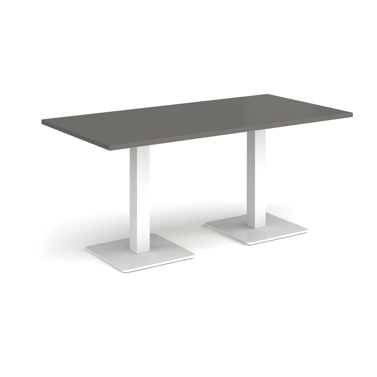 Brescia rectangular dining table with flat square white bases 1600mm x 800mm -Onyx Grey - view 1