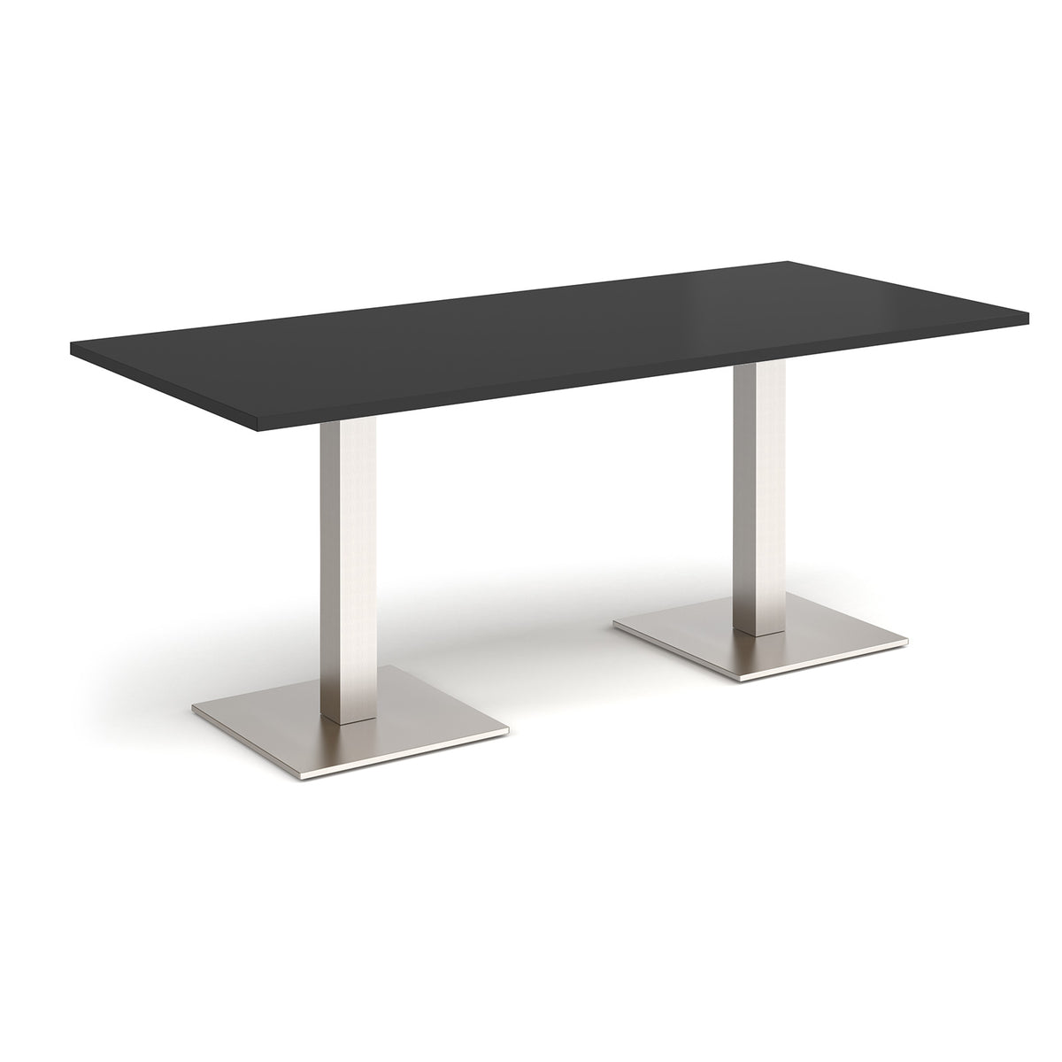 Brescia rectangular dining table with flat square brushed steel bases 1800mm x 800mm - Black - view 1