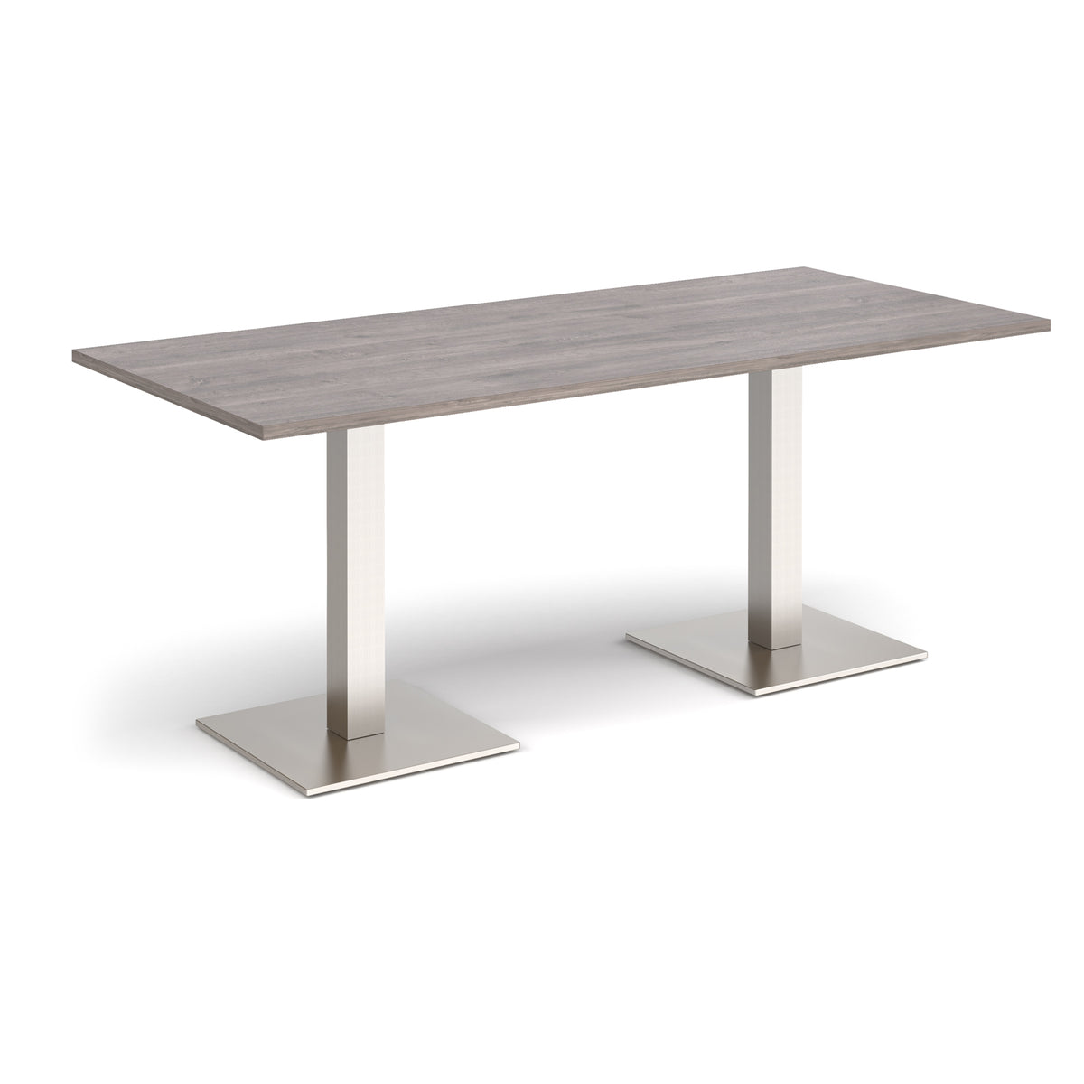 Brescia rectangular dining table with flat square brushed steel bases 1800mm x 800mm - Grey Oak - view 1