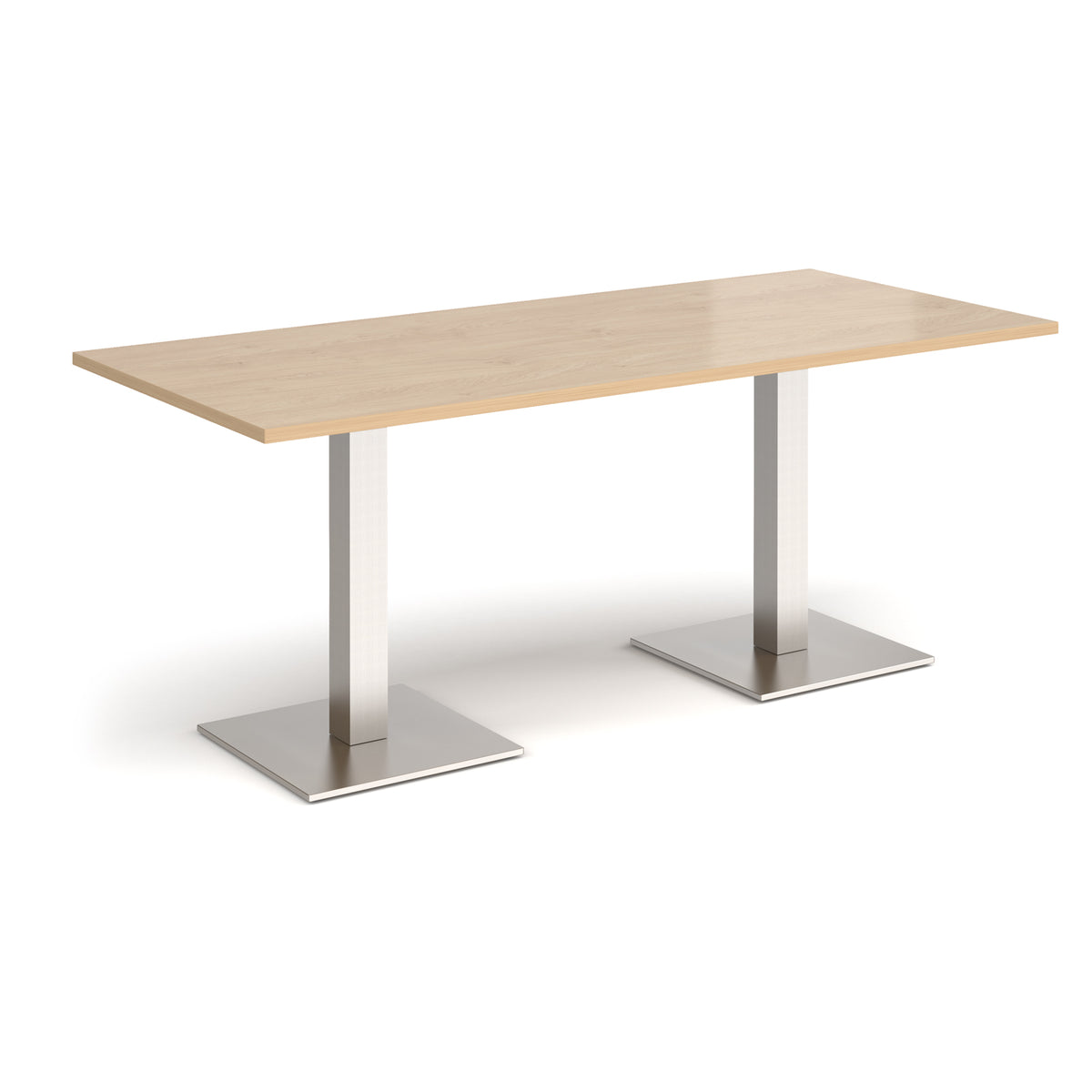 Brescia rectangular dining table with flat square brushed steel bases 1800mm x 800mm - Kendal oak - view 1