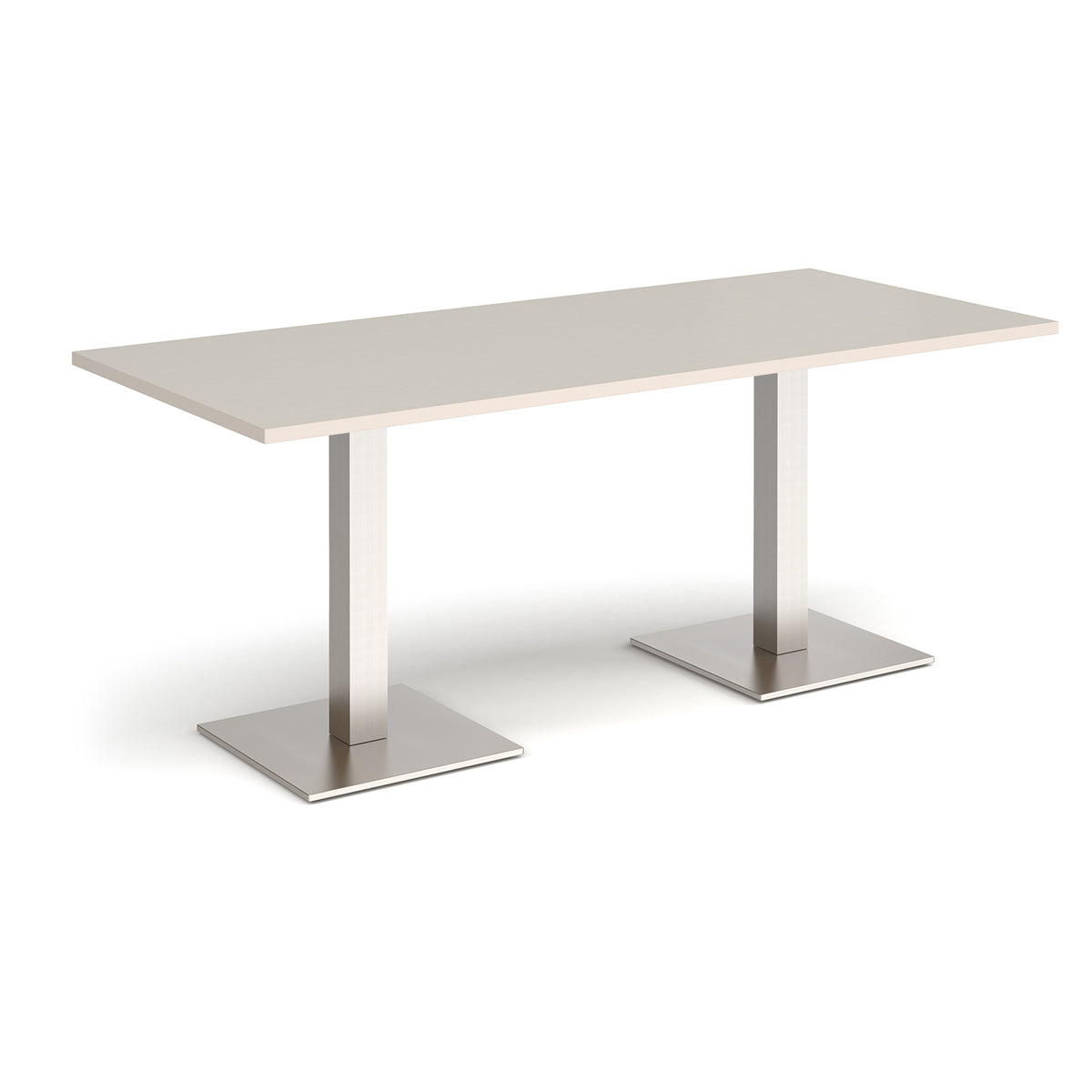 Brescia rectangular dining table with flat square brushed steel bases 1800mm x 800mm - Light Grey - view 1